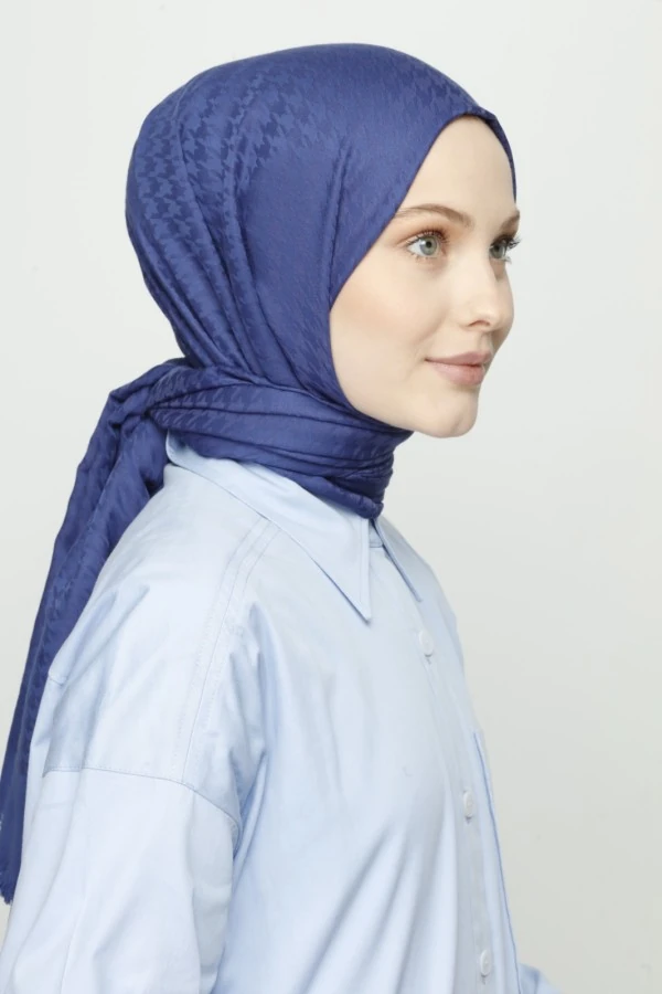 KOYU KOT MAVİ KAZAYAĞI DESEN ŞAL