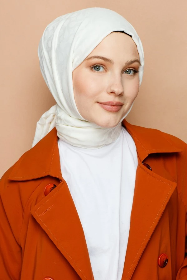 İNCİ BEYAZI BLOOM DESEN ŞAL