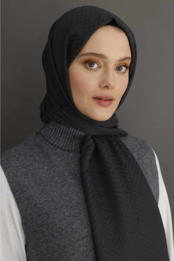 Labirent Desen Şal / Antrasit