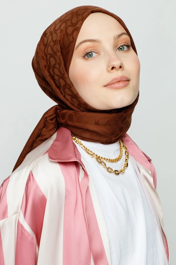 ÇİKOLATA KAHVE BLOOM DESEN ŞAL