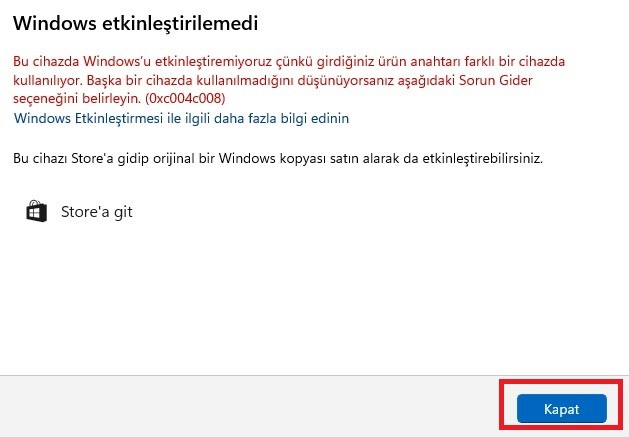 Farklı bir cihazda kullanılmıştır hatası karşımıza çıkıyor.