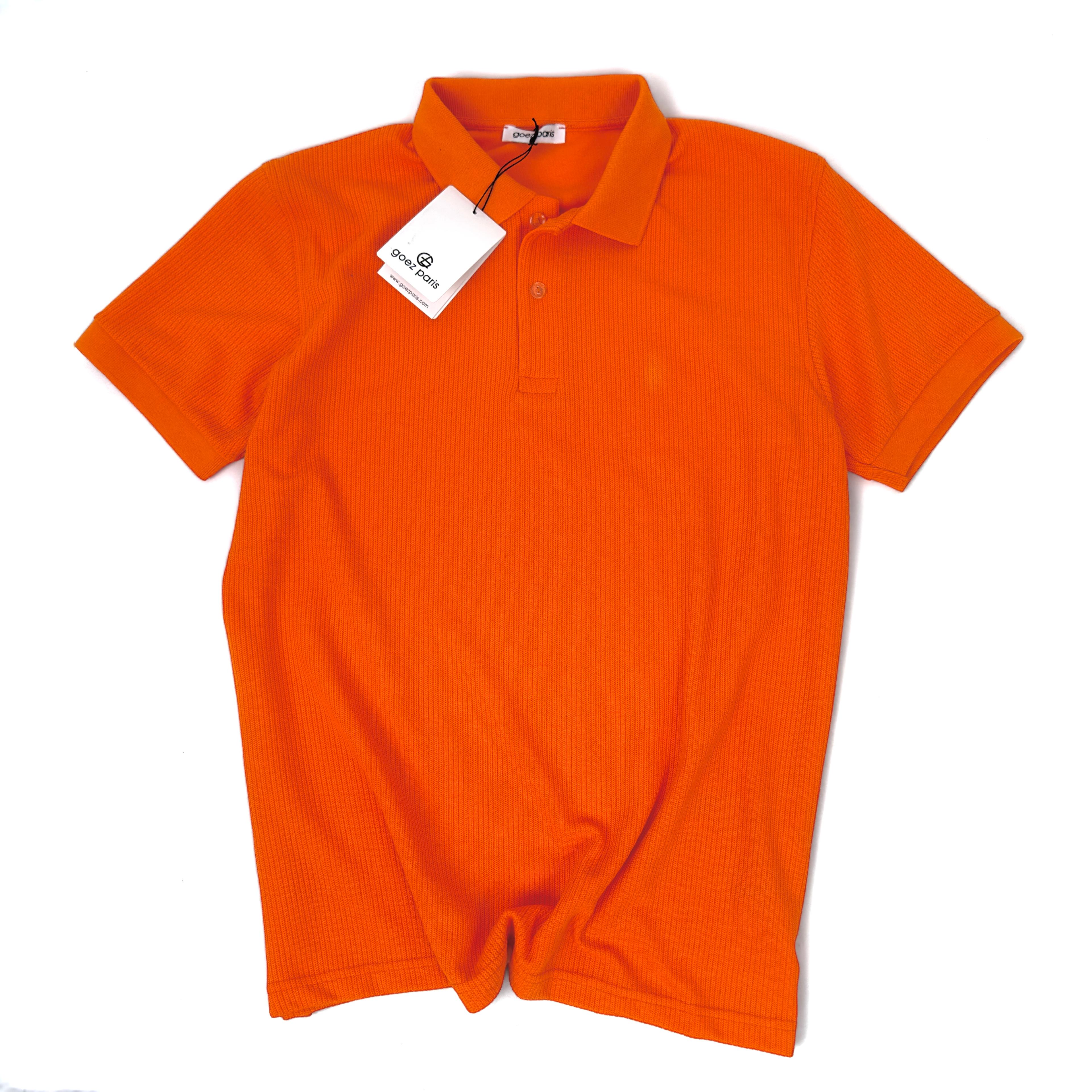 GOEZ PARIS Rahat Kalıp Basic Triko Polo Yaka Tshirt - Turuncu