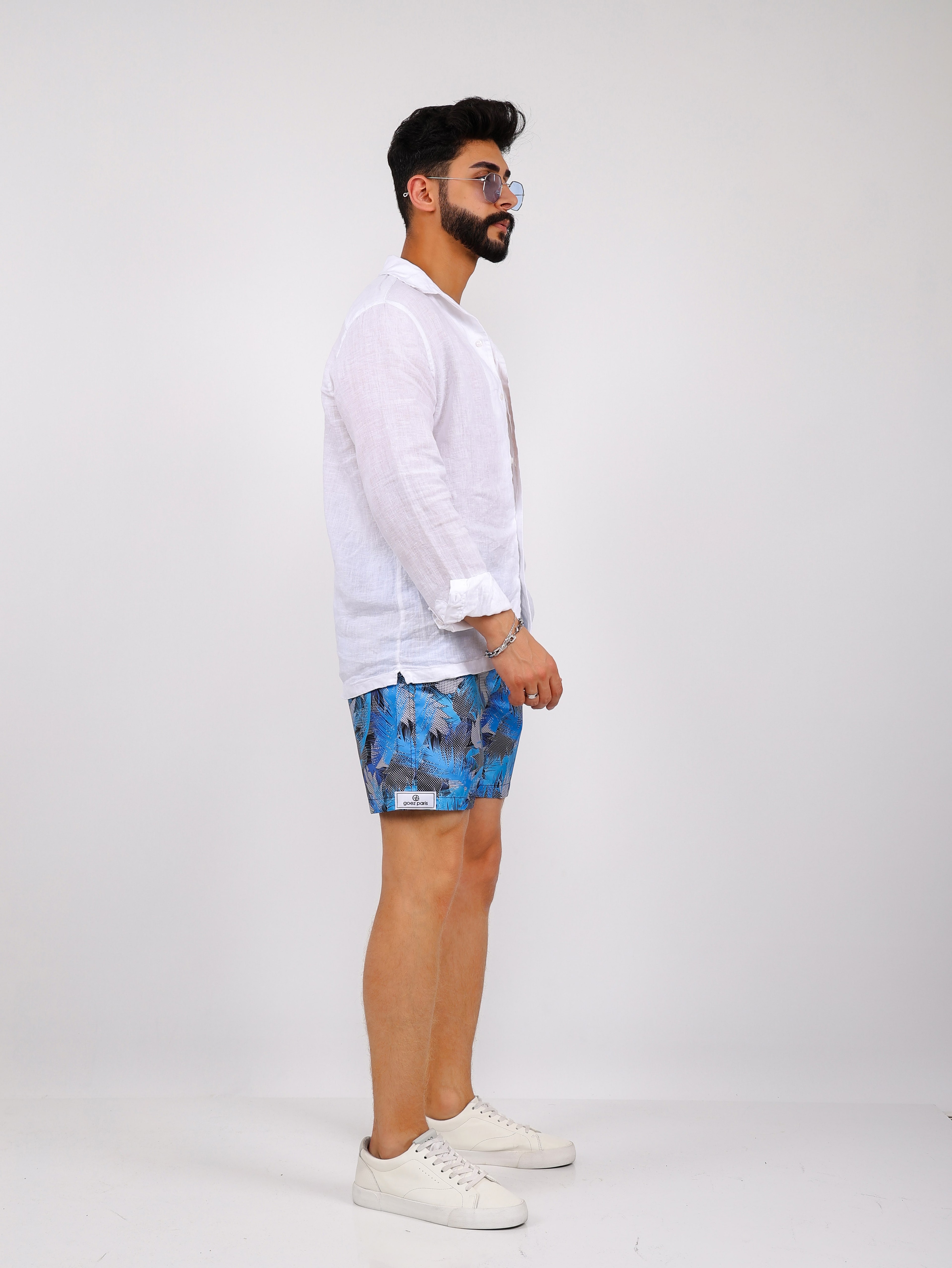 Leaf Printed Water Repellent Swim Shorts