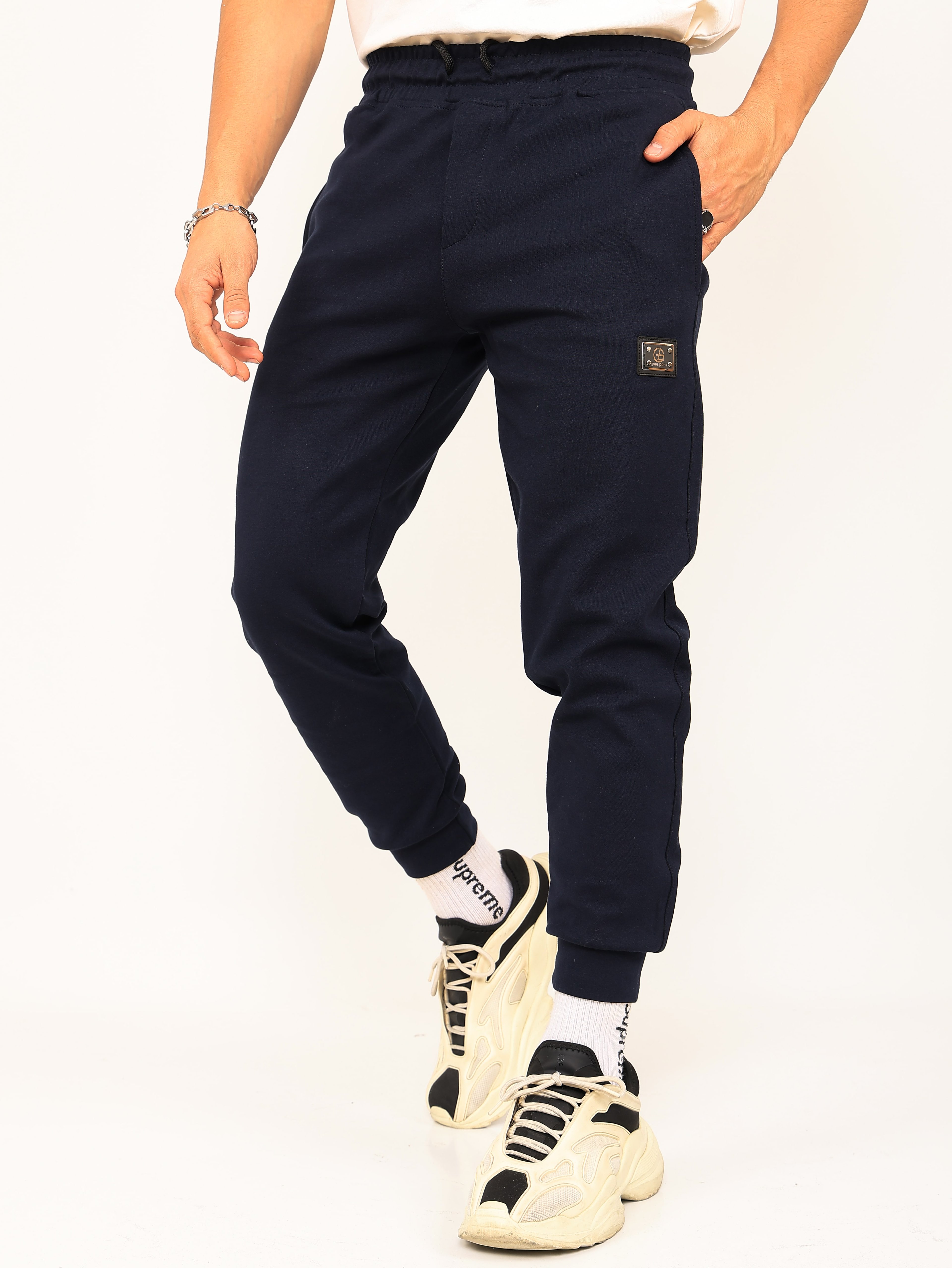 GOEZ PARIS Logo-Plaque Men's Jogger Pants - Lacivert