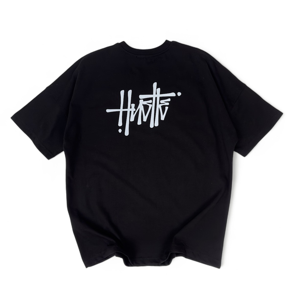 GOEZ PARIS Hustle Printed Unisex Oversized Tee - Black