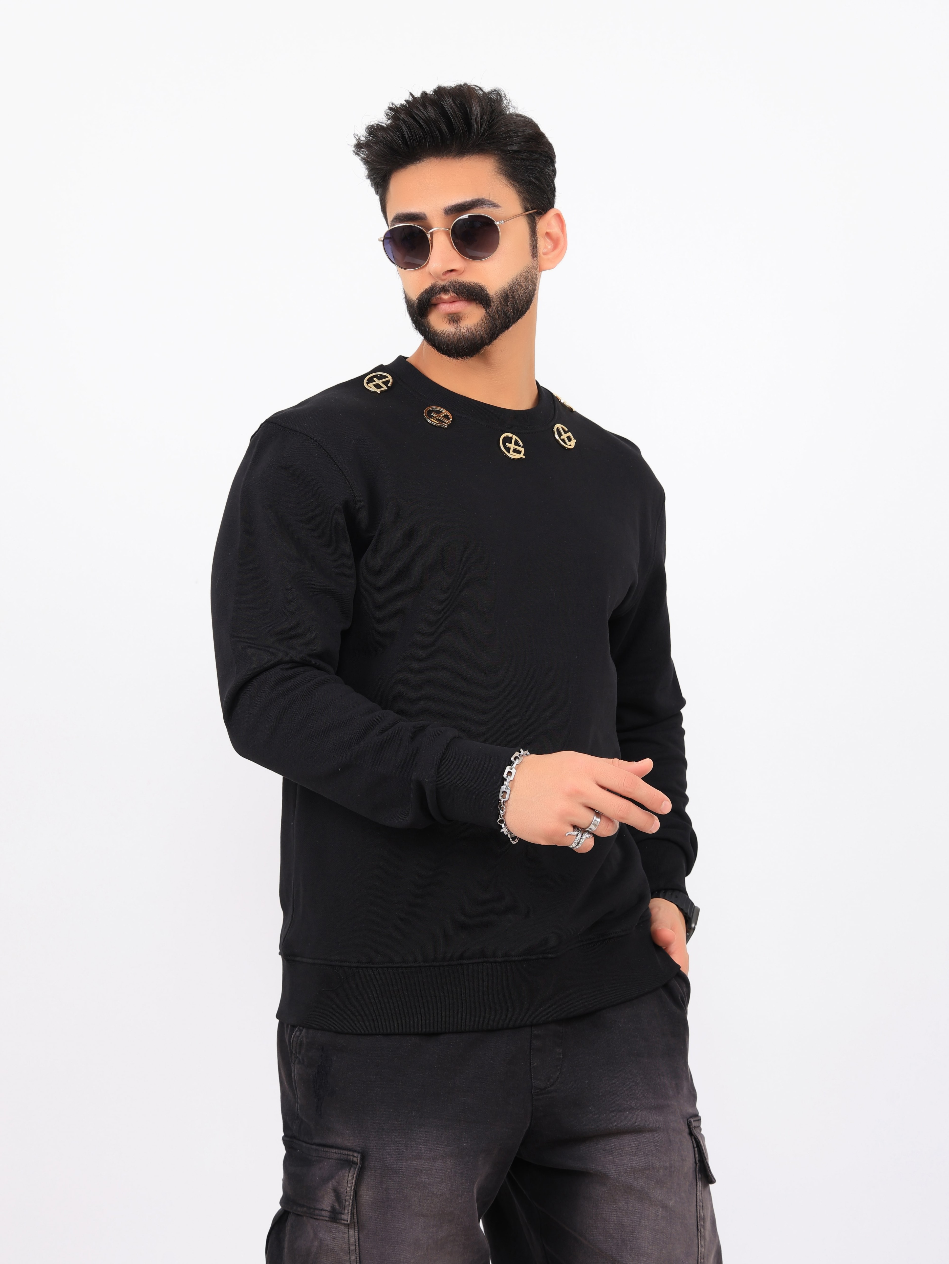 GOEZ PARIS Logo Chain Erkek Sweatshirt - Siyah