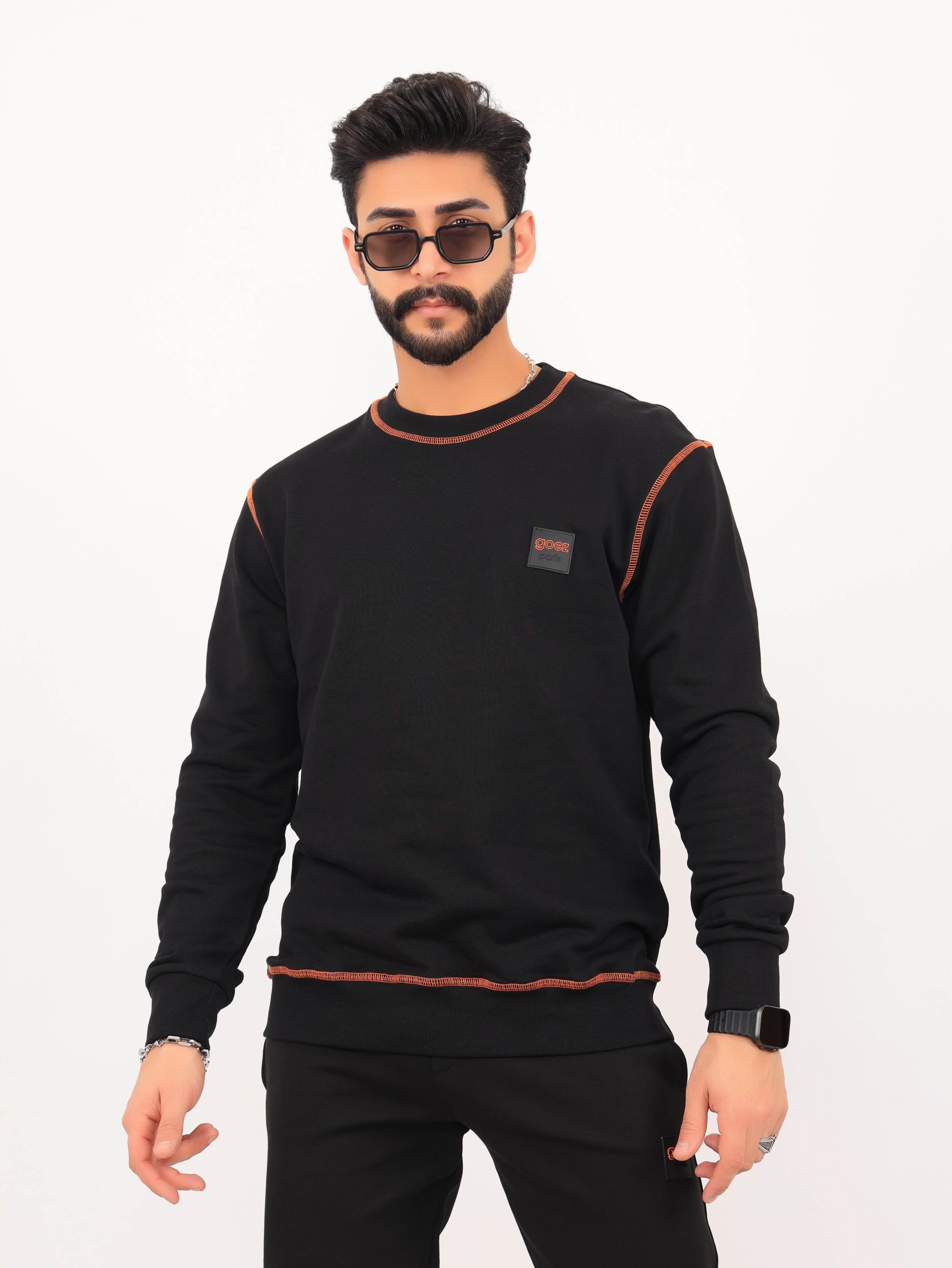 GOEZ PARIS Renkli Dikiş Detaylı Erkek Sweatshirt