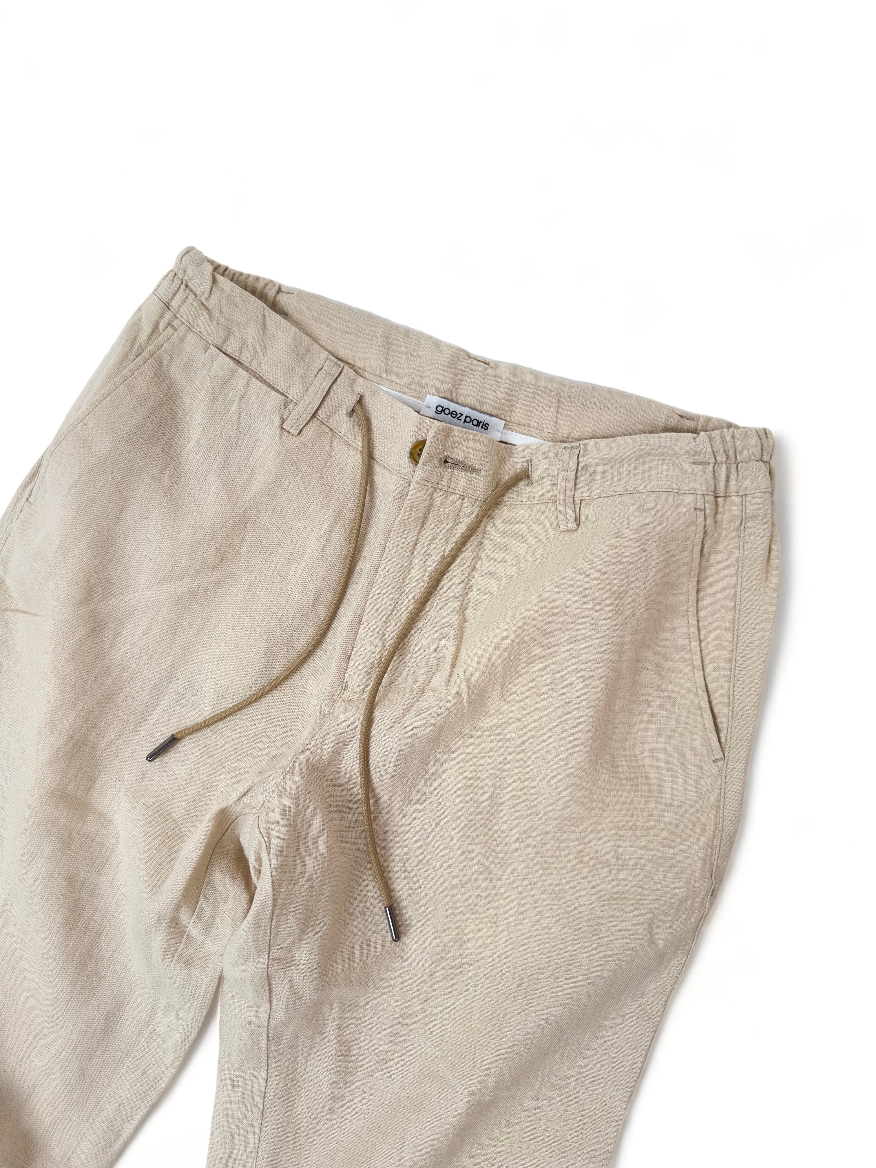 %100 Organik Keten Erkek Pantolon - Rahat, Hafif ve Lastikli Bel ile 4 Cepli
