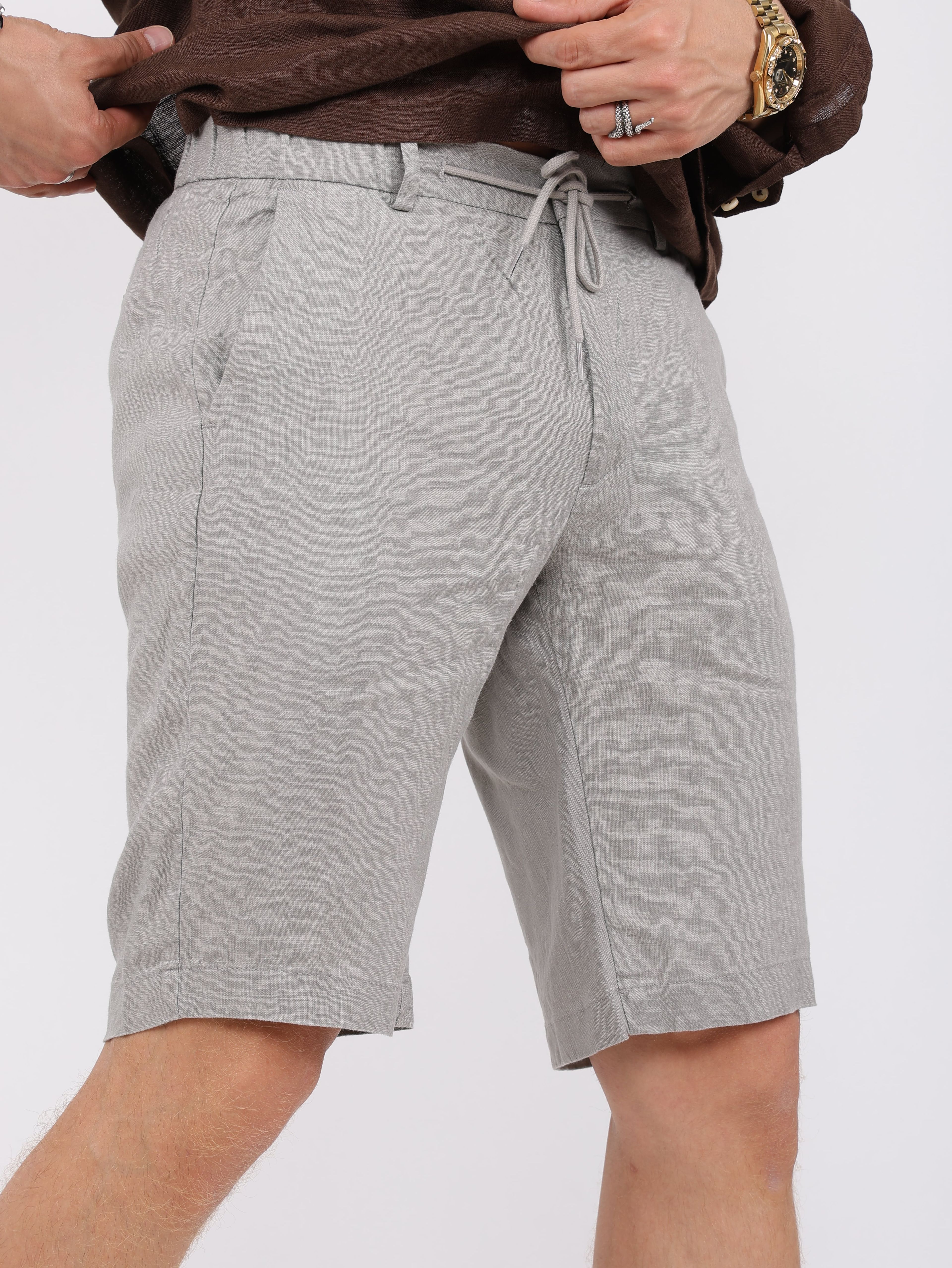 Basic Linen Shorts - Anthracite