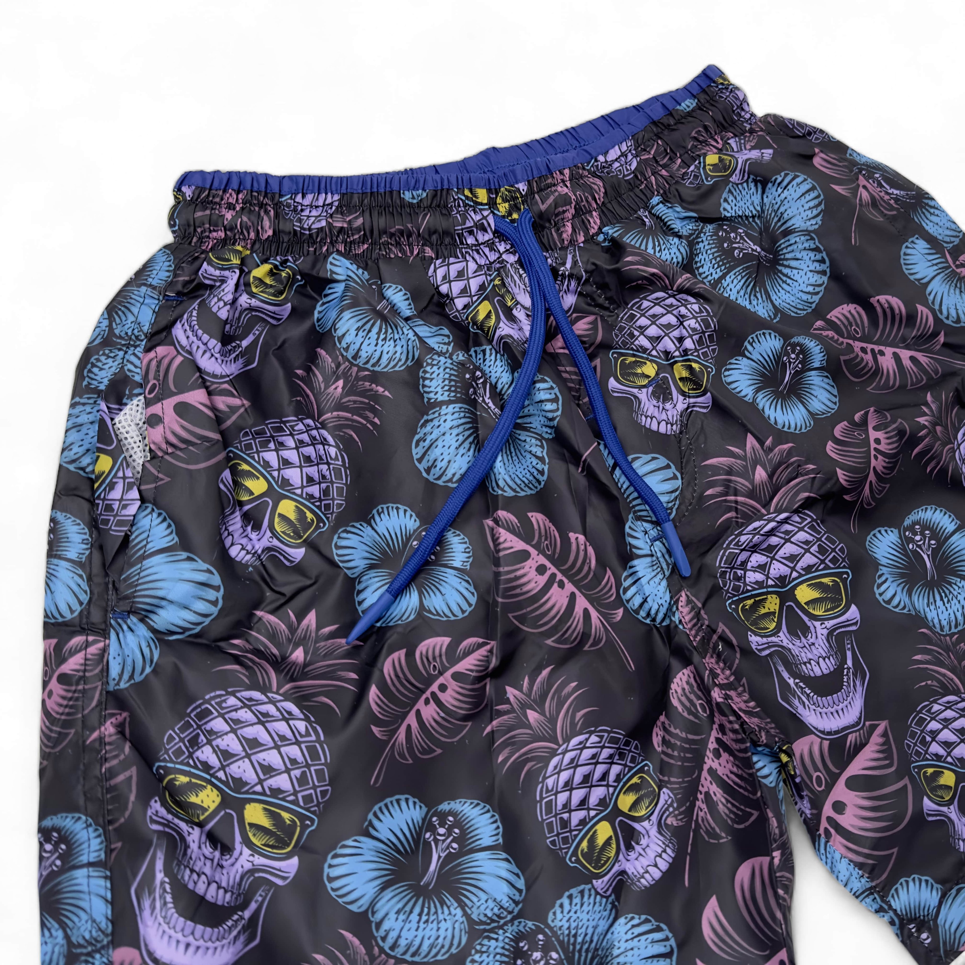 Pineapple Skull Printed Water Repellent Swim Shorts