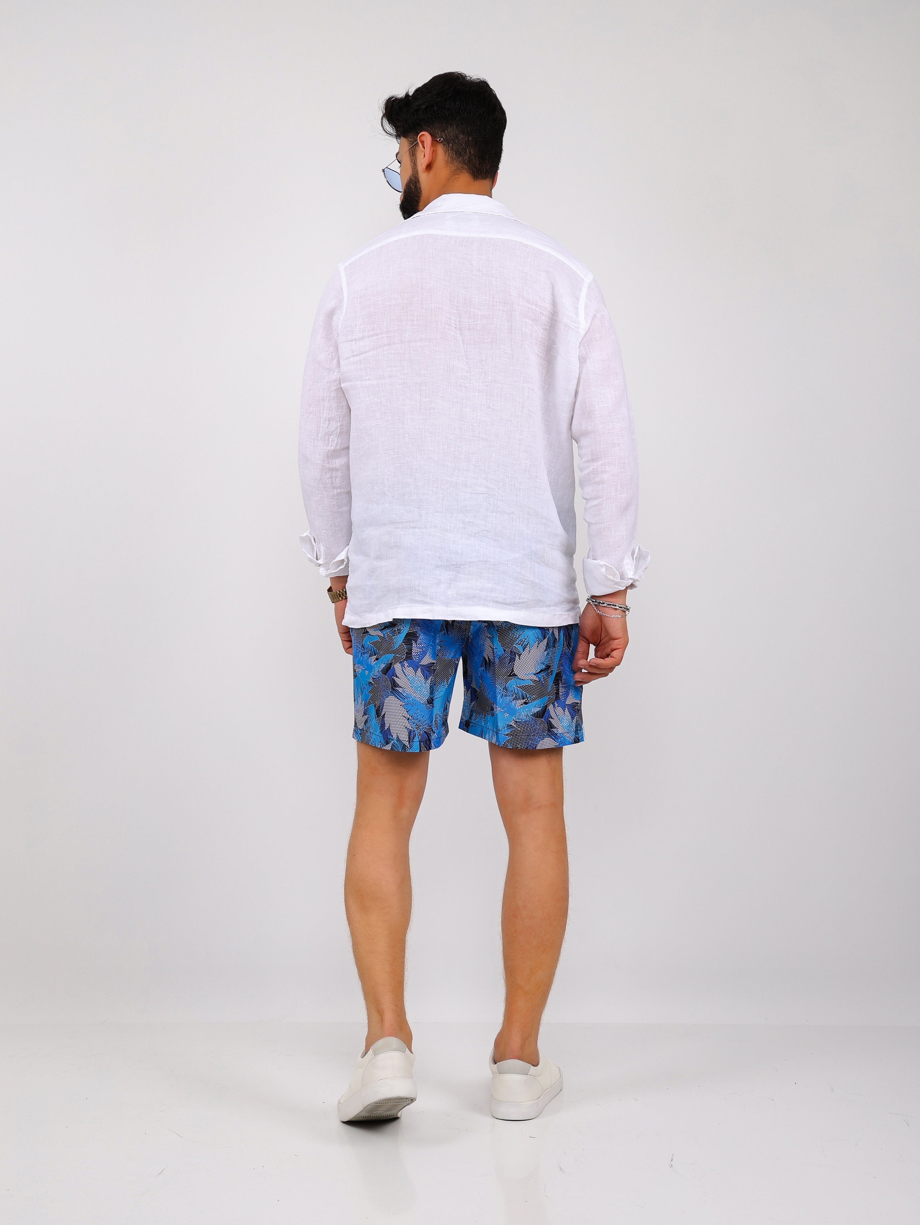 Leaf Printed Water Repellent Swim Shorts