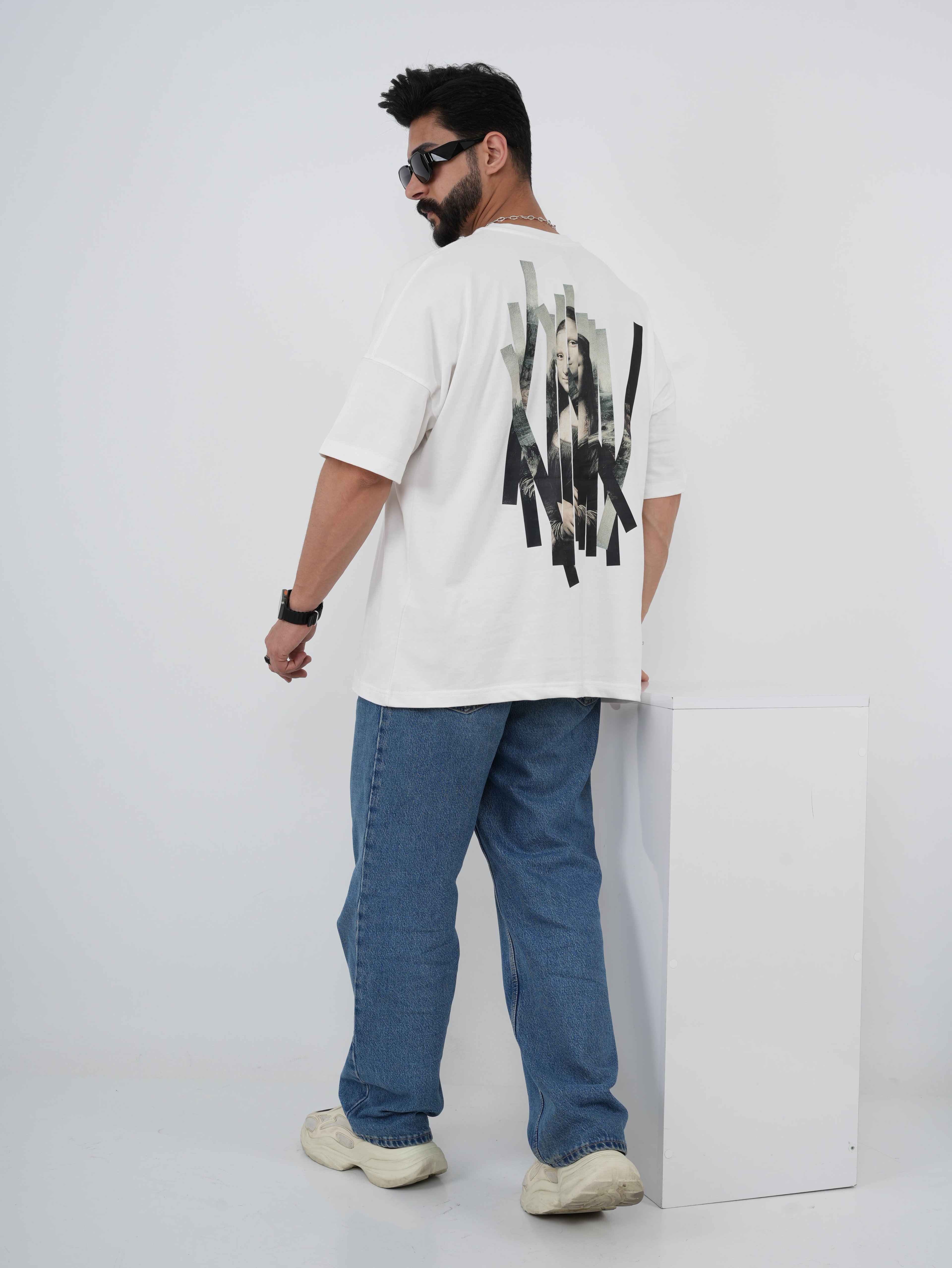 GOEZ PARIS Mona Lisa Baskılı Unisex Oversized T-Shirt