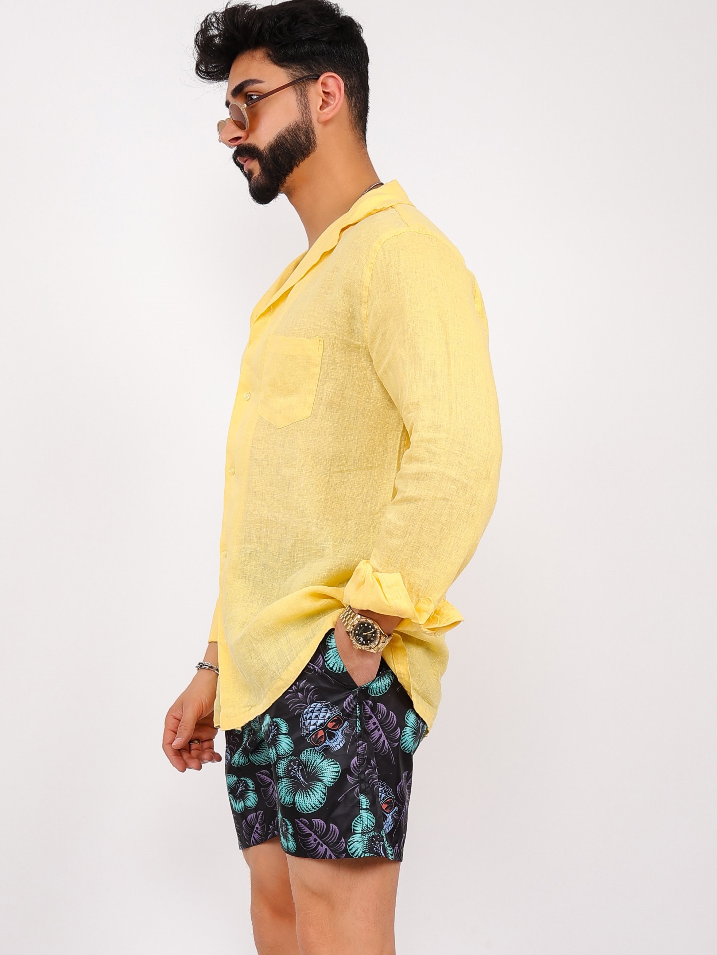 Basic Linen Shirts - Yellow