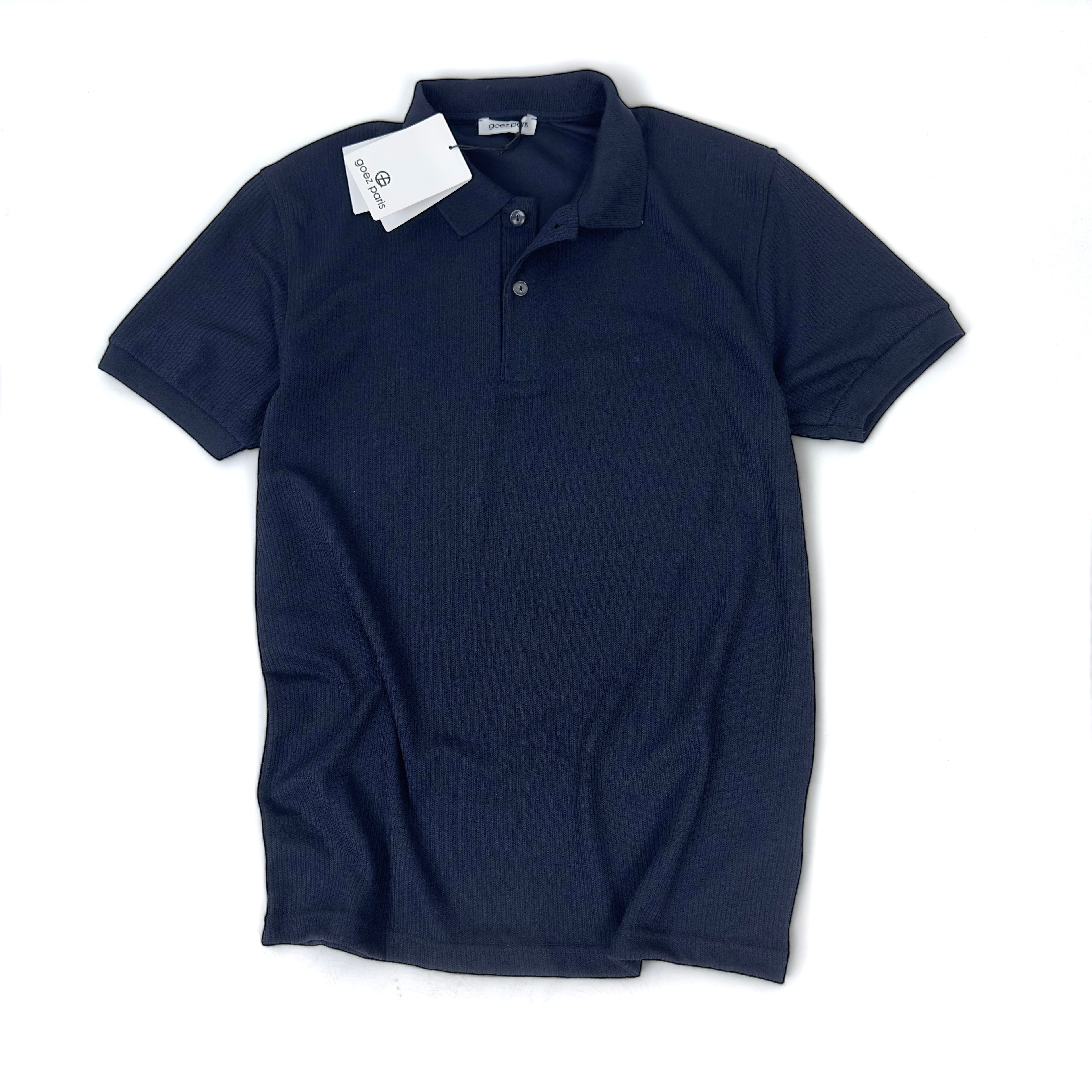 GOEZ PARIS Rahat Kalıp Basic Triko Polo Yaka Tshirt - Lacivert