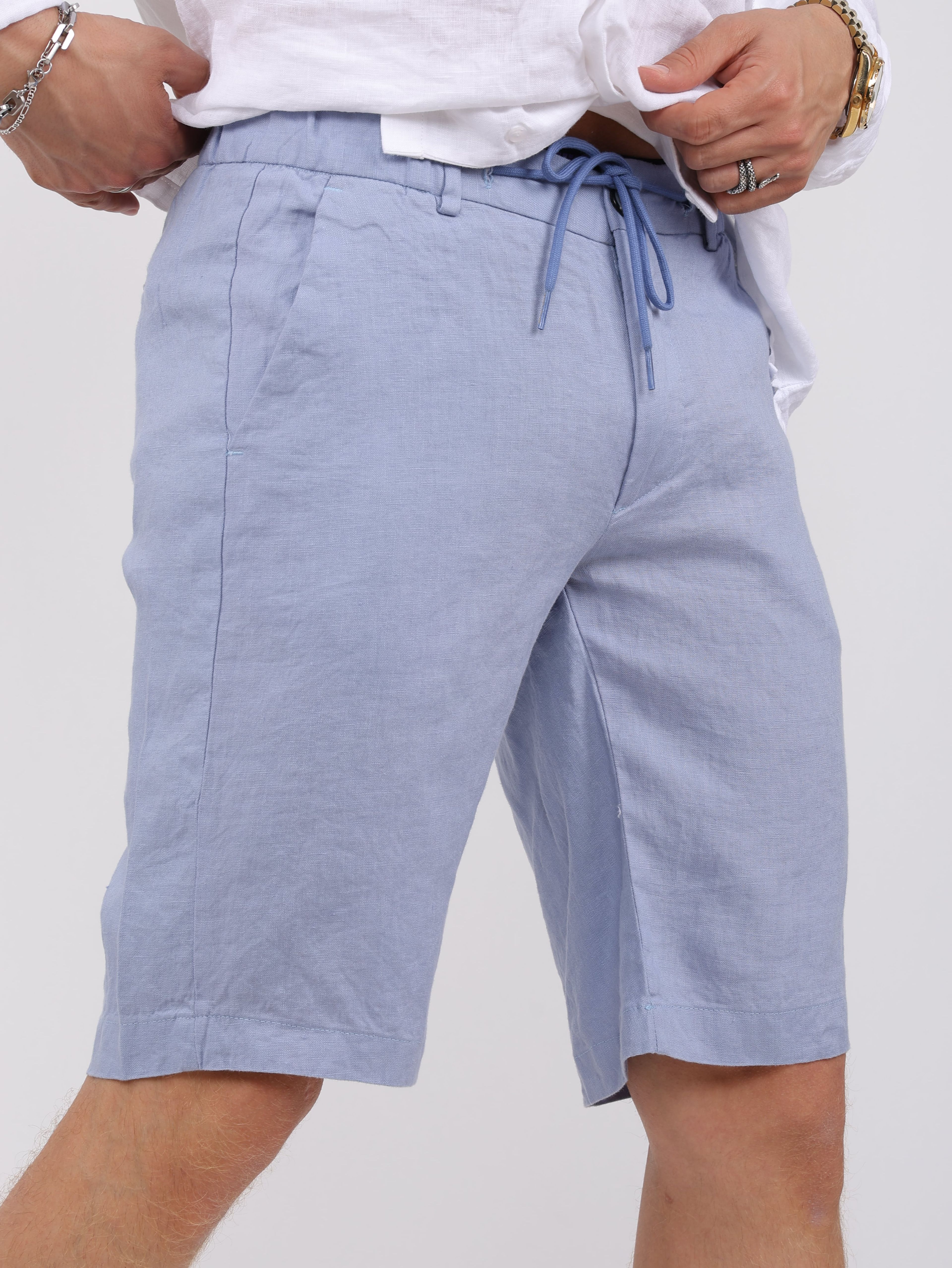 Basic Linen Shorts - Turquoise