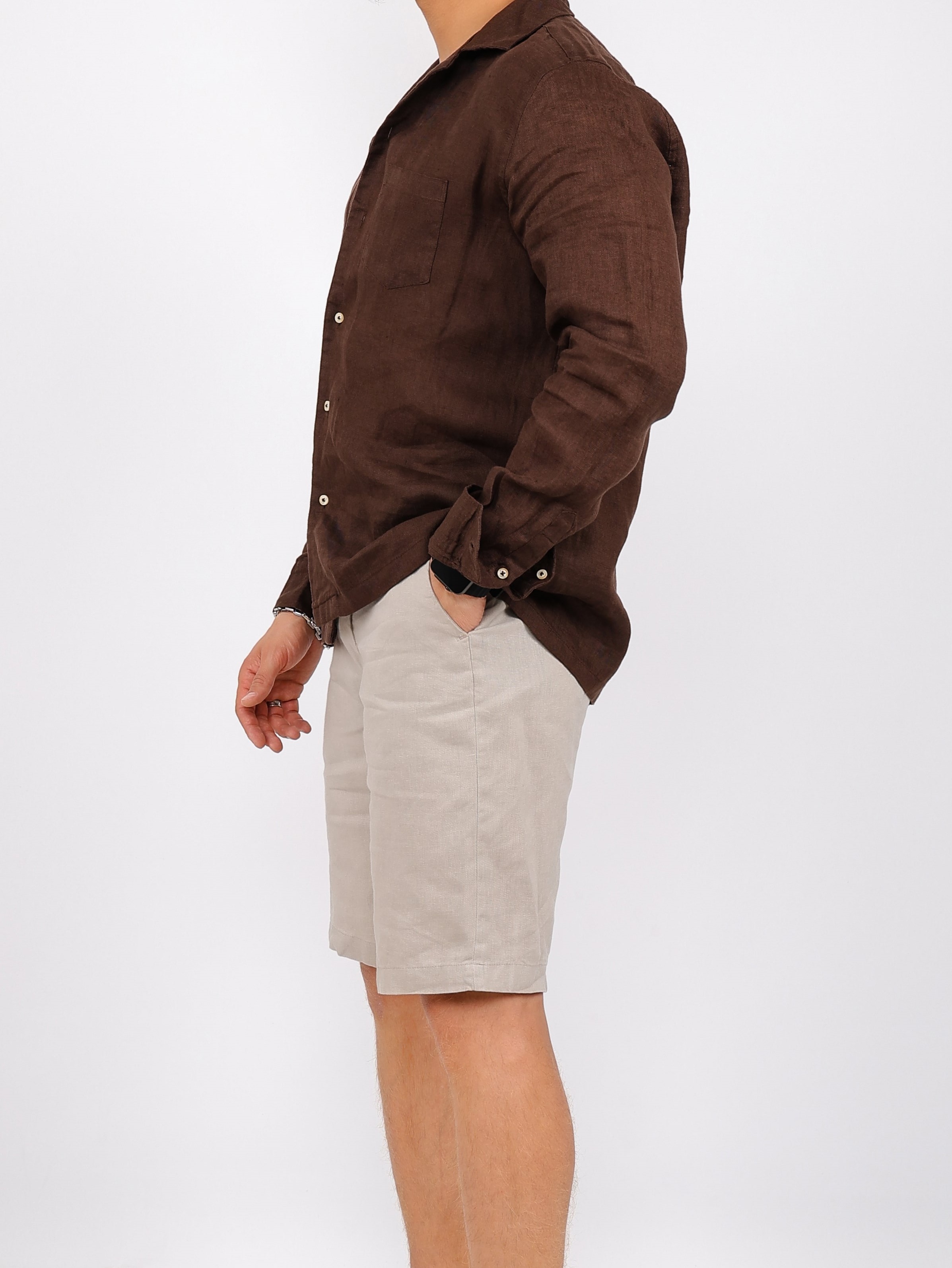 Basic Linen Shorts - Beige