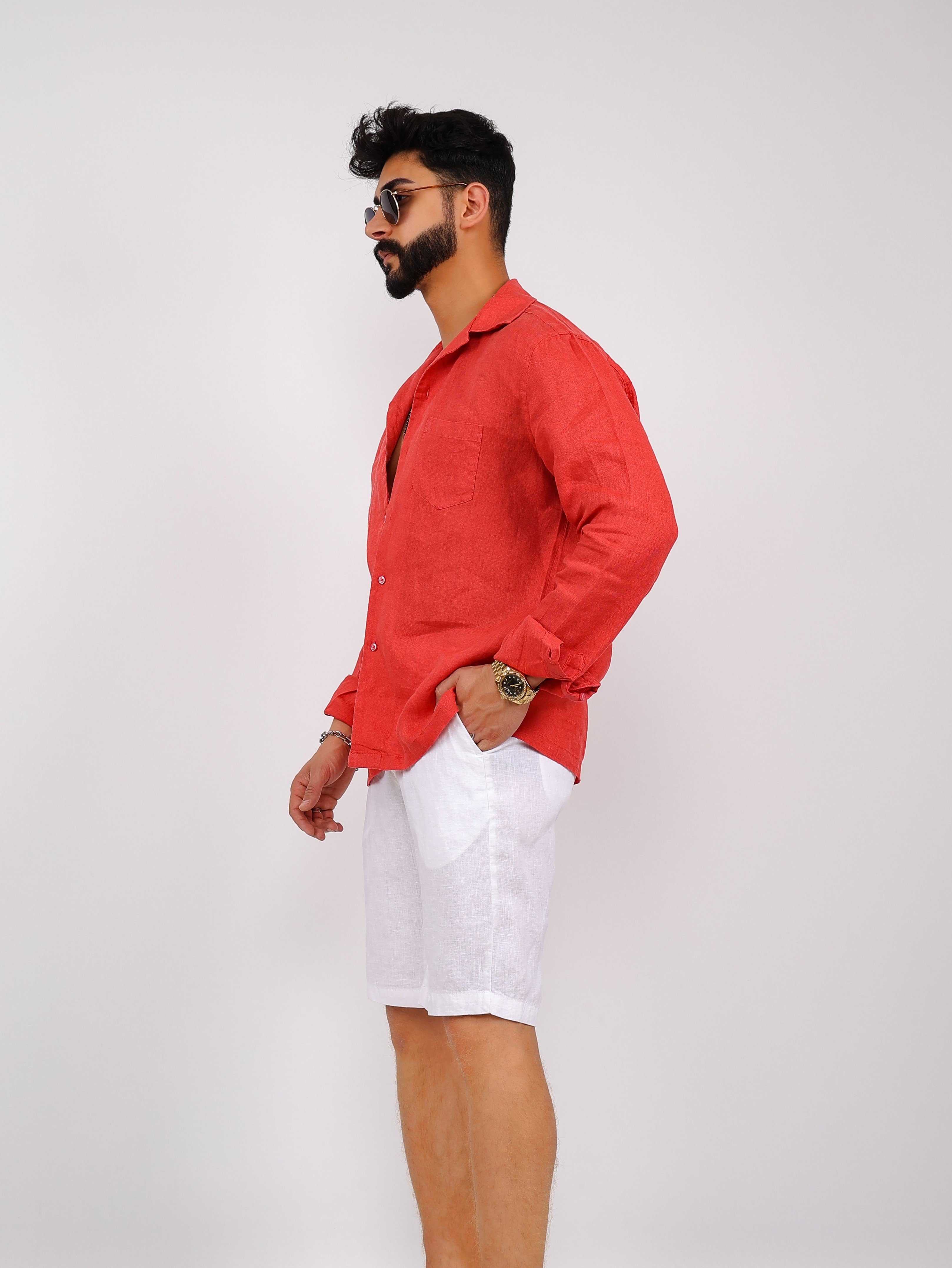 Basic Linen Shorts - Beyaz