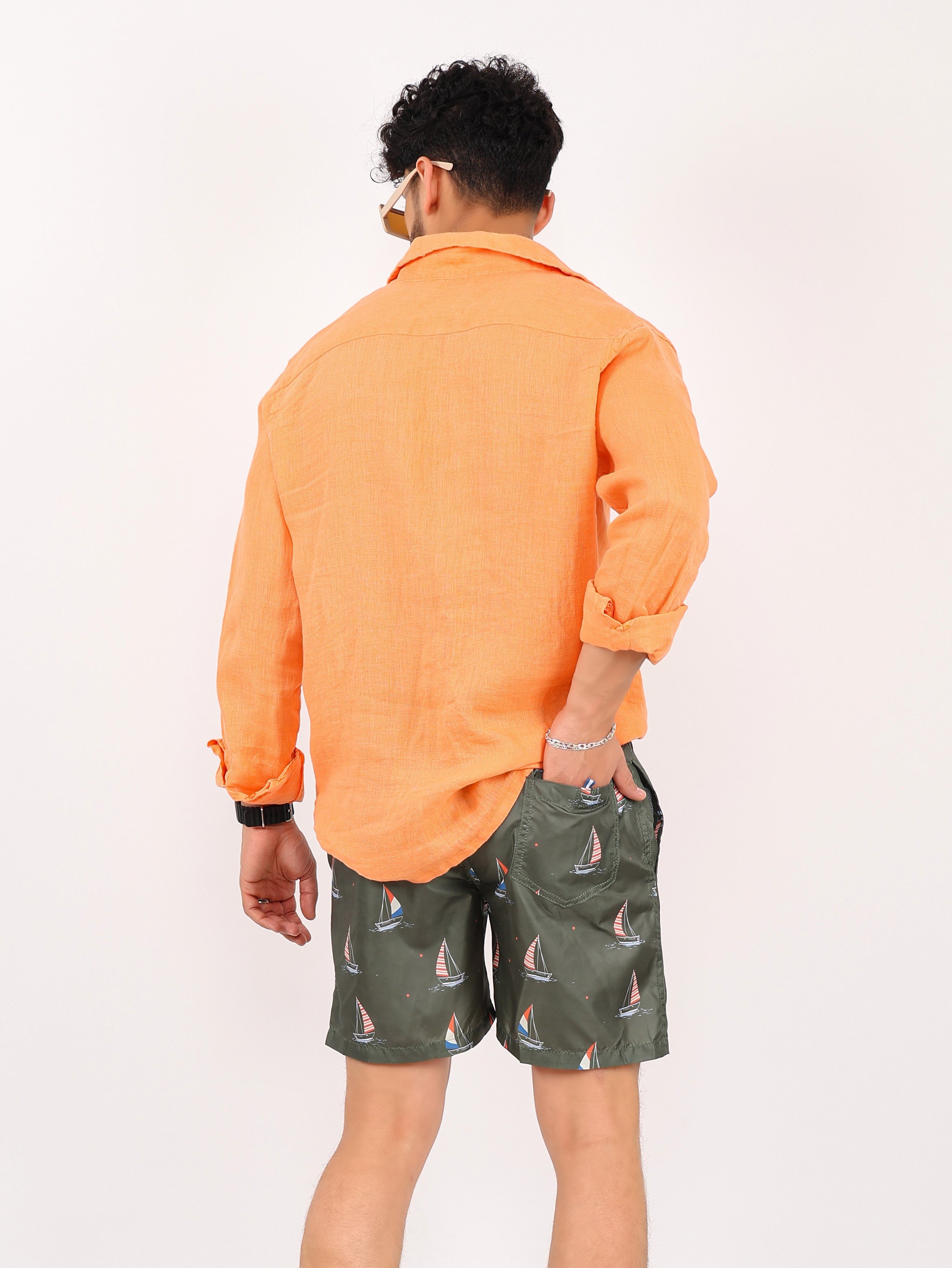Sailboat Printed Water Repellent Swim Shorts