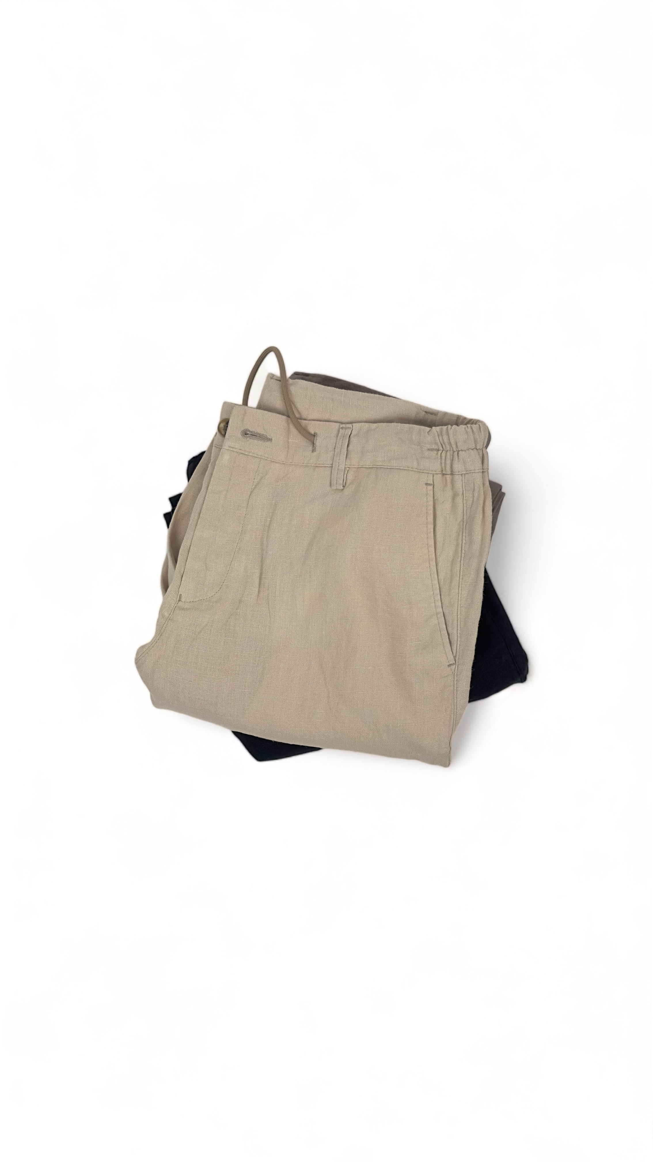 %100 Organik Keten Erkek Pantolon - Rahat, Hafif ve Lastikli Bel ile 4 Cepli