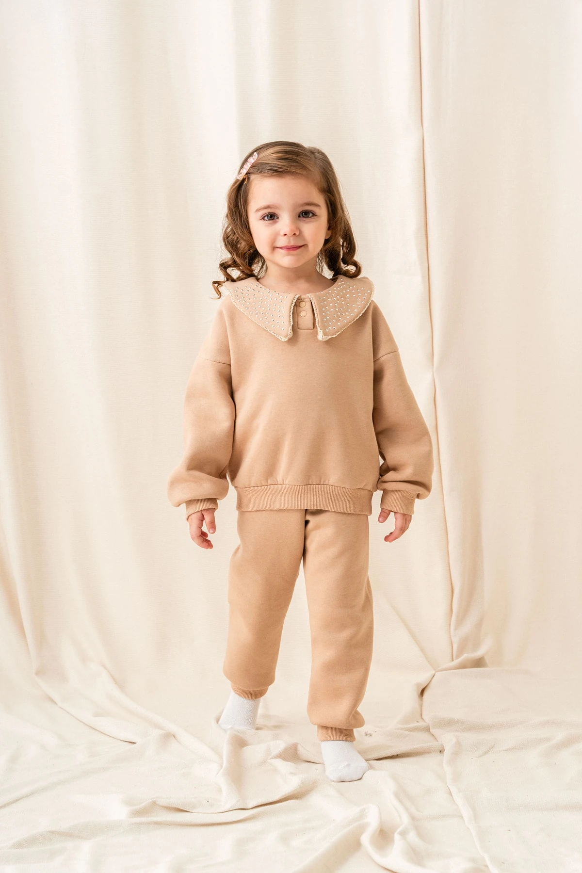 KIZ ÇOCUK TAŞ BASKILI 2'Lİ TAKIM KIZ BEBEK TAKIM