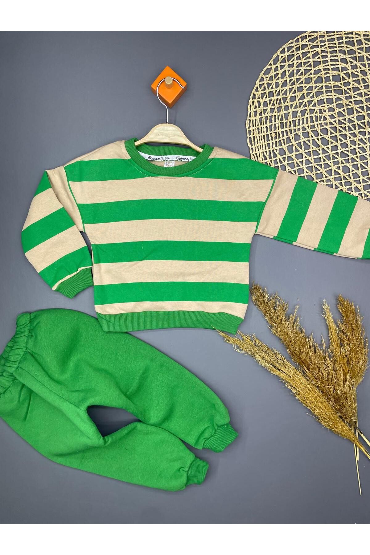 ERKEK ÇOCUK ŞARDONLU 3 İPLİK 1-5 YAŞ ÇİZGİ BASKILI 2 Lİ TAKIM