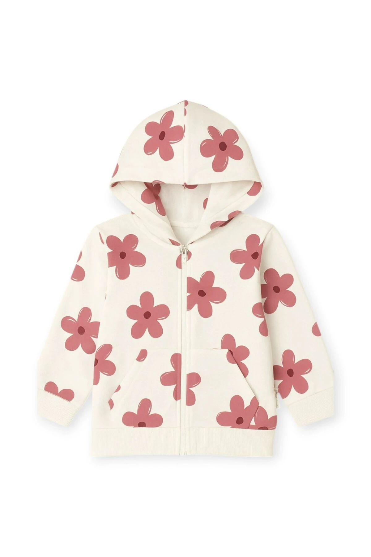 Kız Çocuk Çiçek Baskılı Pamuklu Hırka