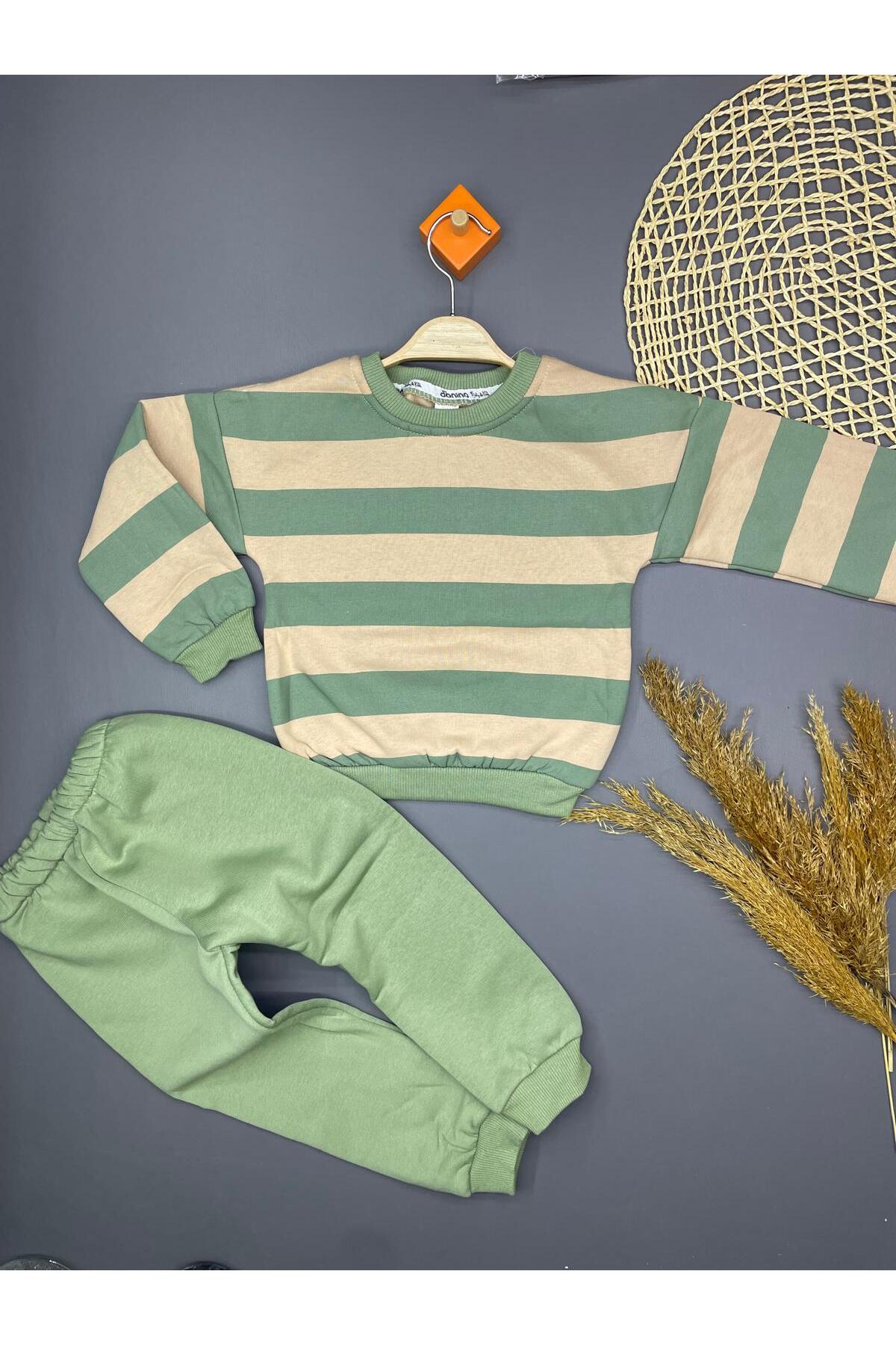 ERKEK ÇOCUK ŞARDONLU 3 İPLİK 1-5 YAŞ ÇİZGİ BASKILI 2 Lİ TAKIM