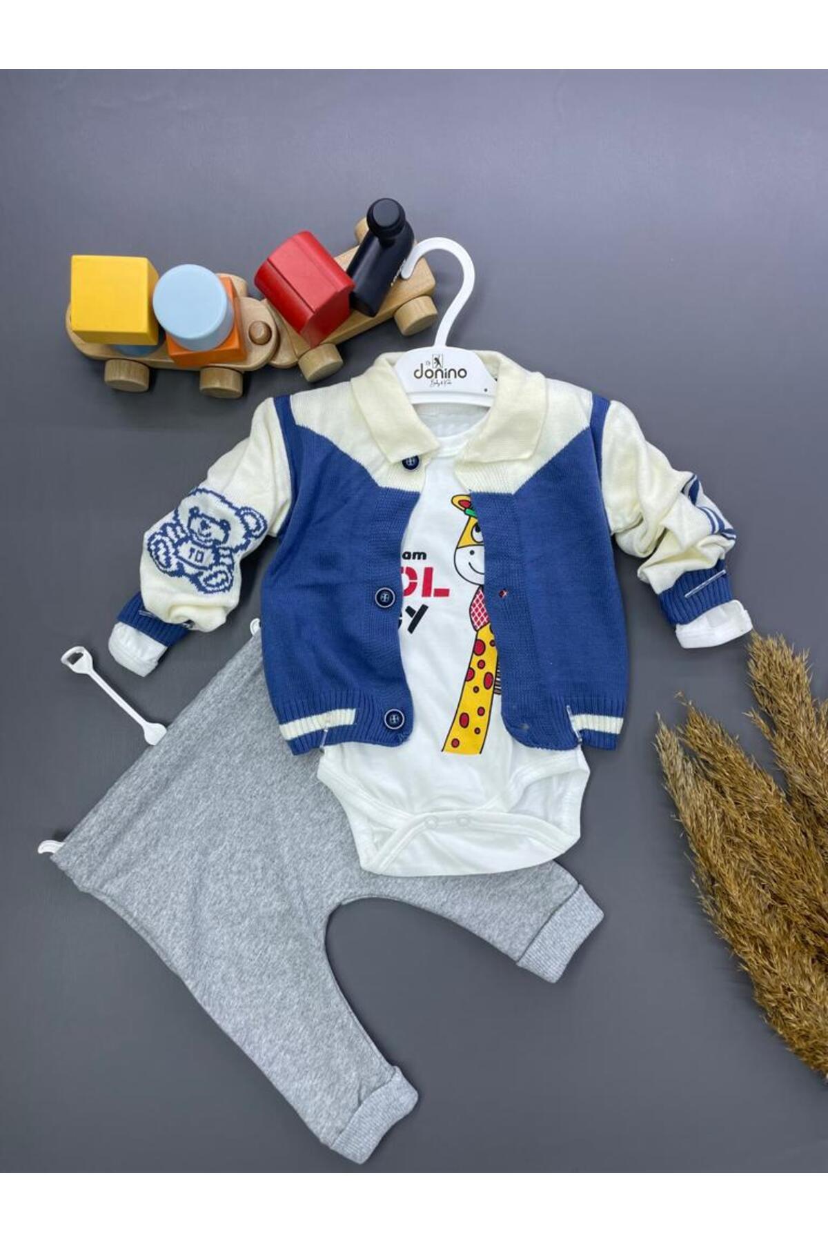 BEBEK GİYİM TRİKO HIRKALI ERKEK BEBEK AYLIK 3 LÜ TAKIM