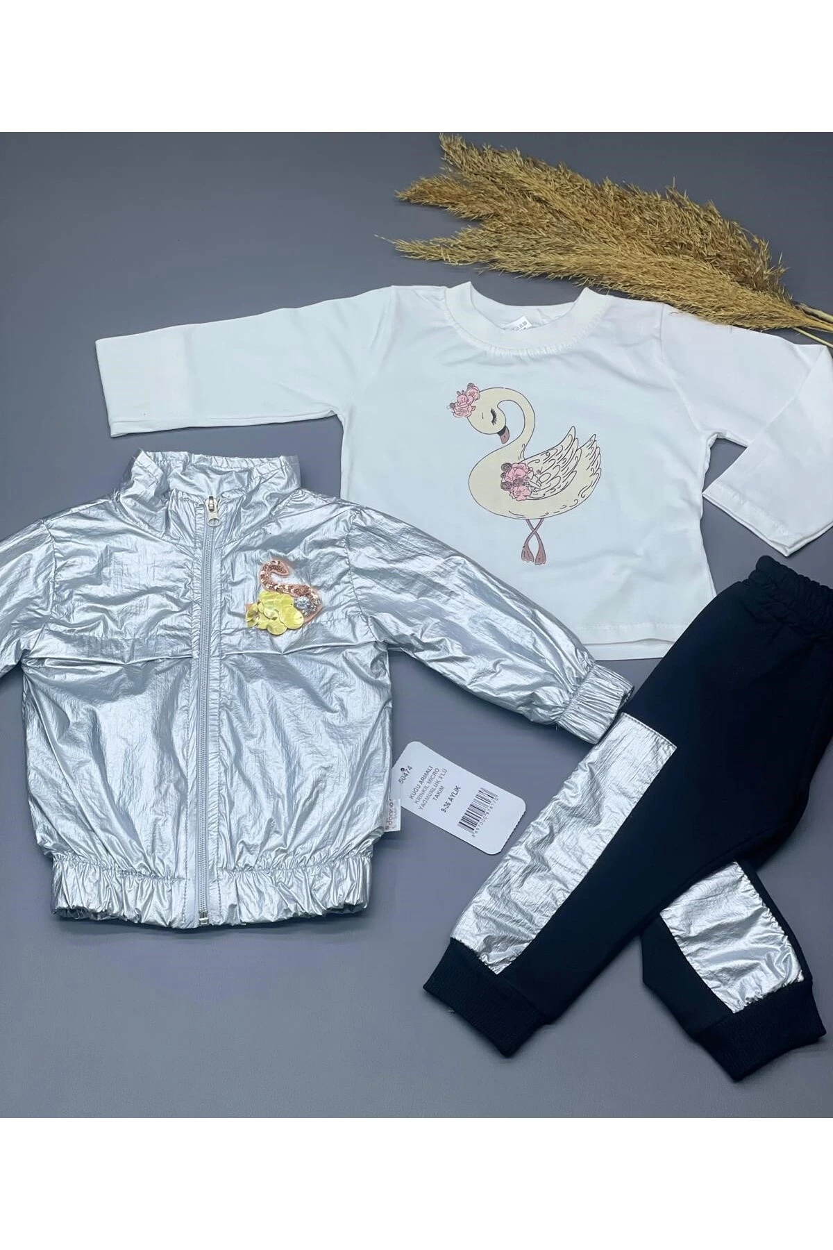 KRİNKIL KUMAŞ KĞU AKSESUARLI YAĞMURLUK 3 LÜ TAKIM