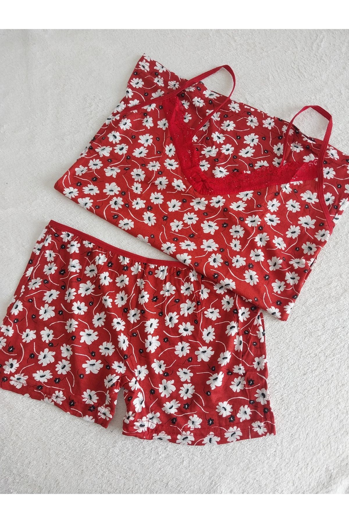 Çiçek Desenli bordo kadın Atlet-Boxer takımı