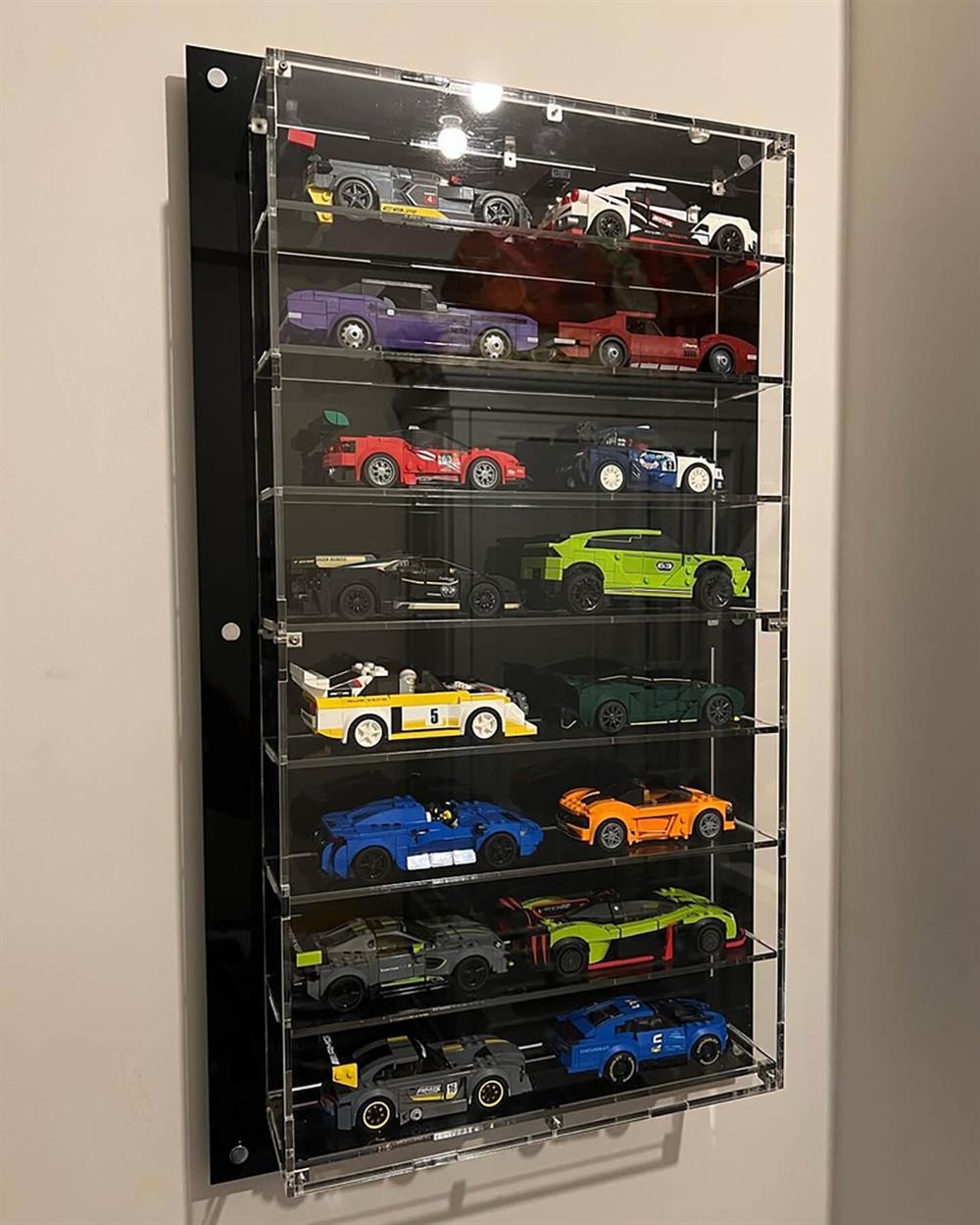 Wall Mounted Display Case for 16 x LEGO® Speed Champions Car (2x8)