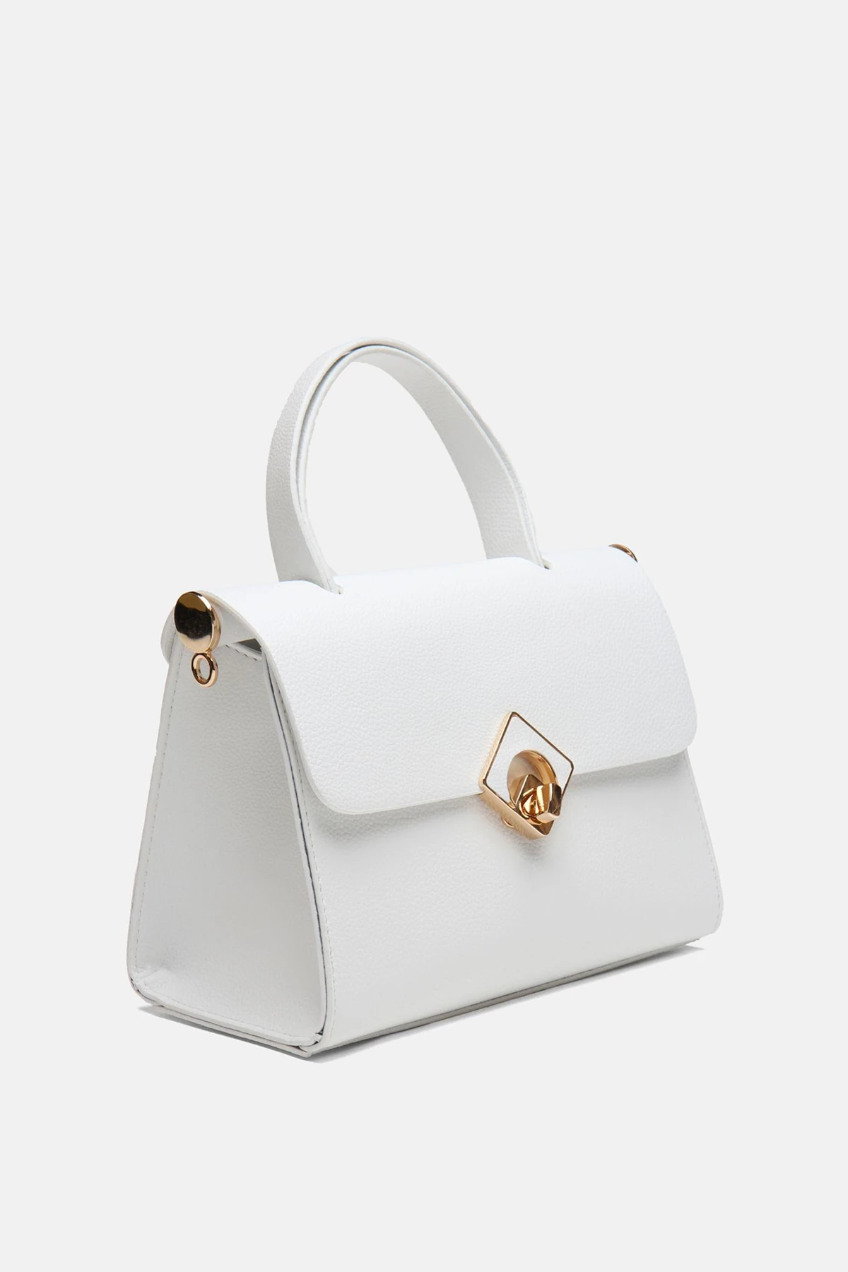 ​Ayarlanabilir Askılı Vamir Kadın El ve Omuz Çantası - Beyaz