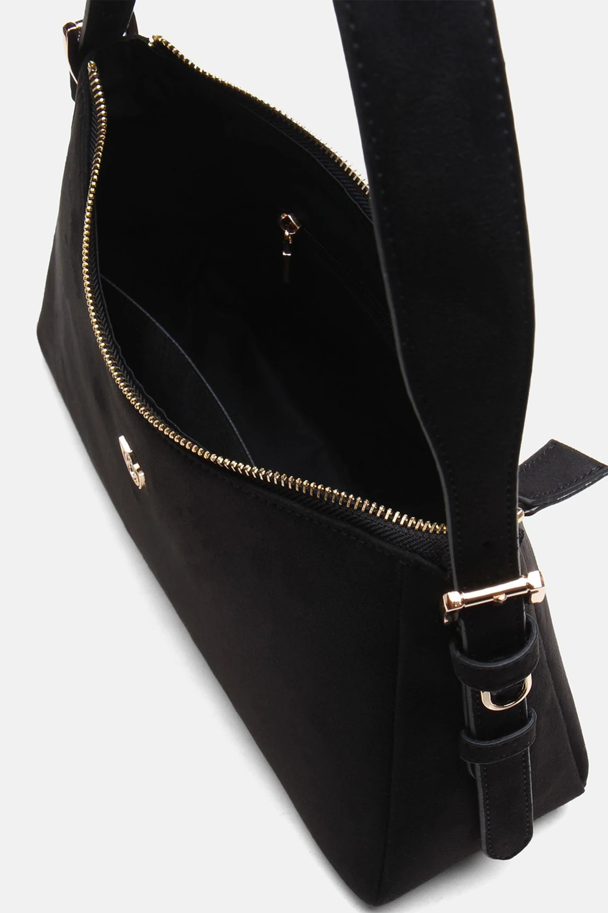 Süet Sueva Kadın El ve Omuz Çantası - Siyah