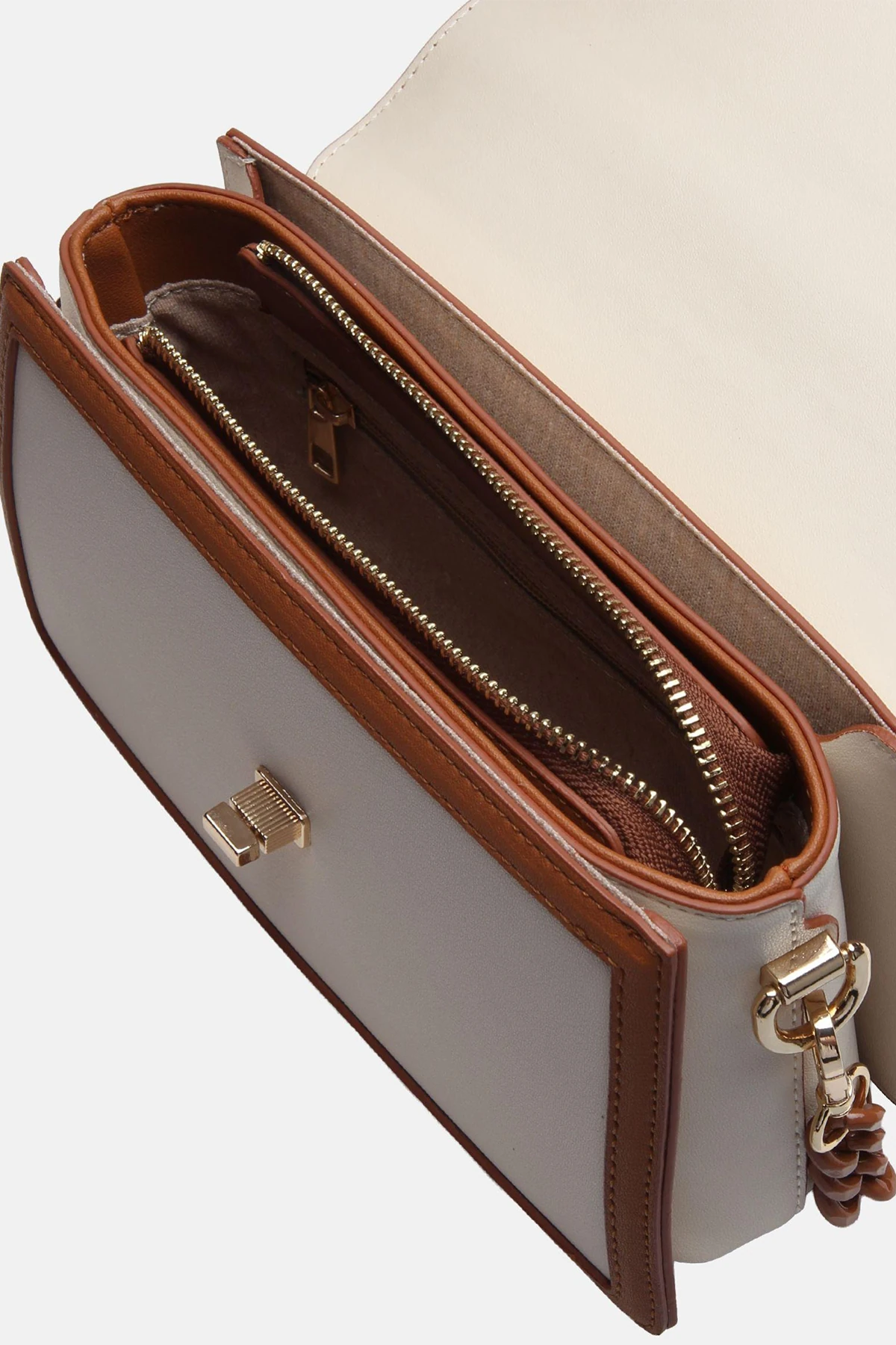 Zincir Detaylı Zoya Kadın Omuz Çantası - Krem