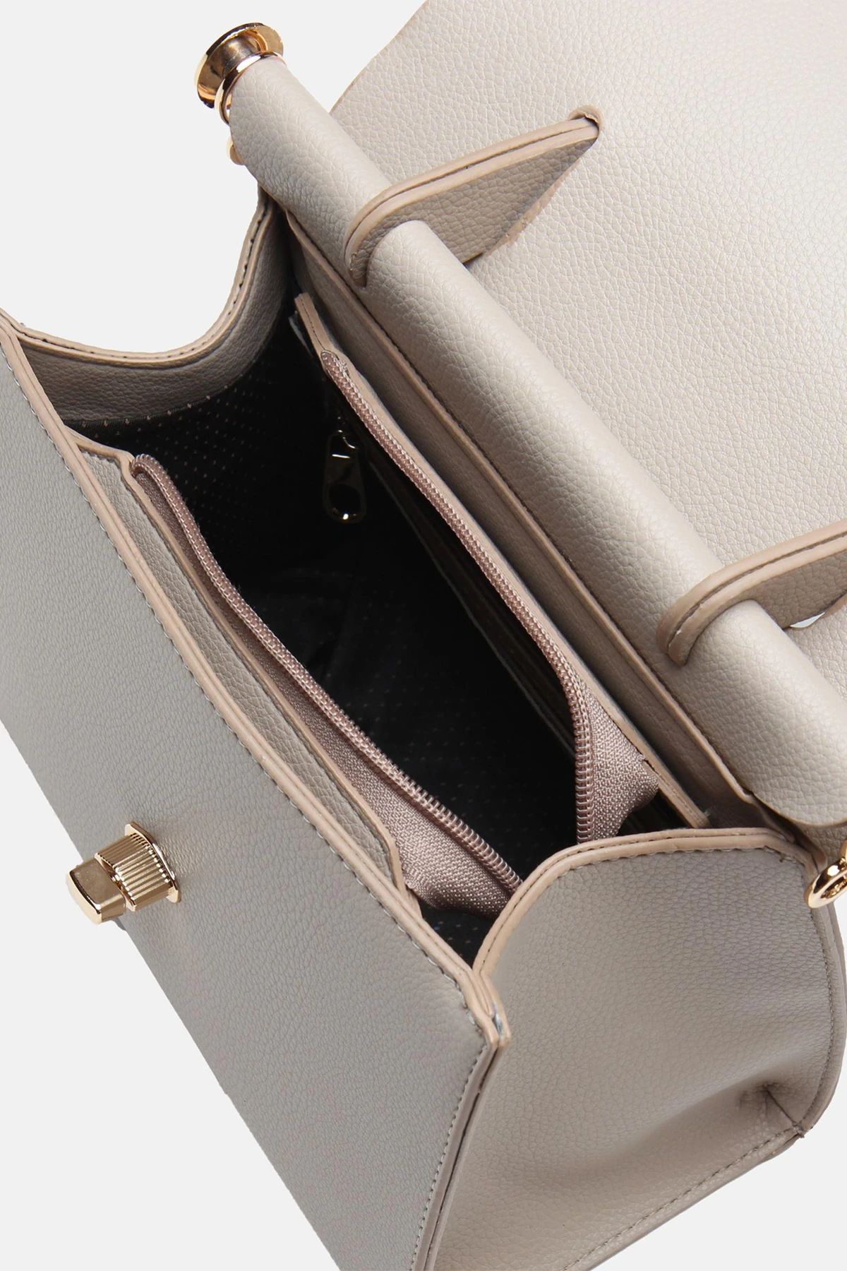 ​Ayarlanabilir Askılı Vamir Kadın El ve Omuz Çantası - Vizon