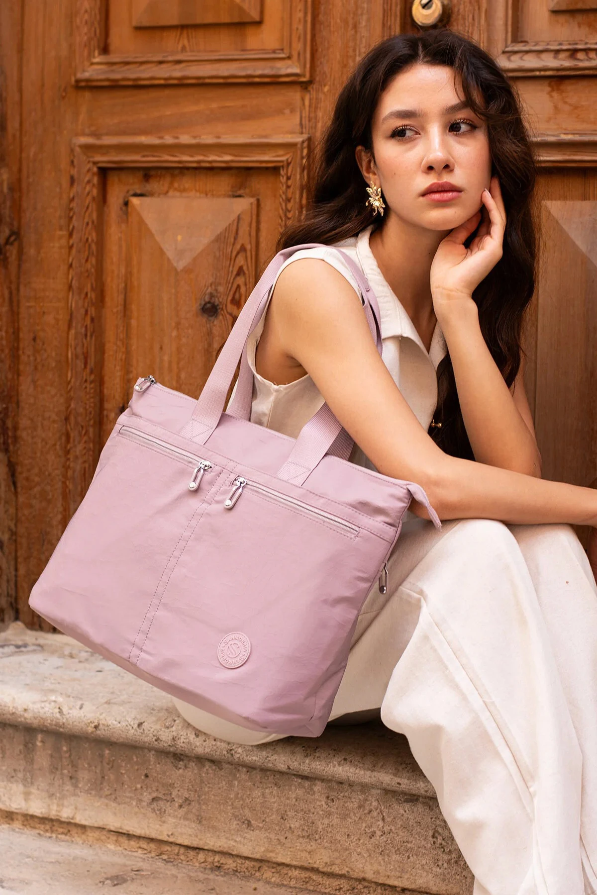 6 Gözlü Kullanışlı Paraşüt Kumaş Büyük Boy El ve Omuz Çantası