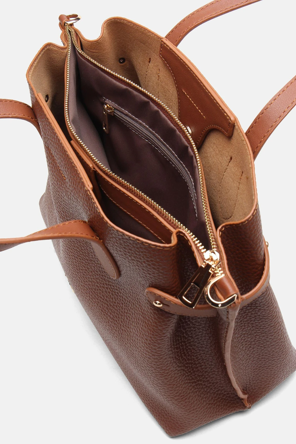 Geniş Hacimli Orvella Kadın El ve Omuz Çantası - Taba