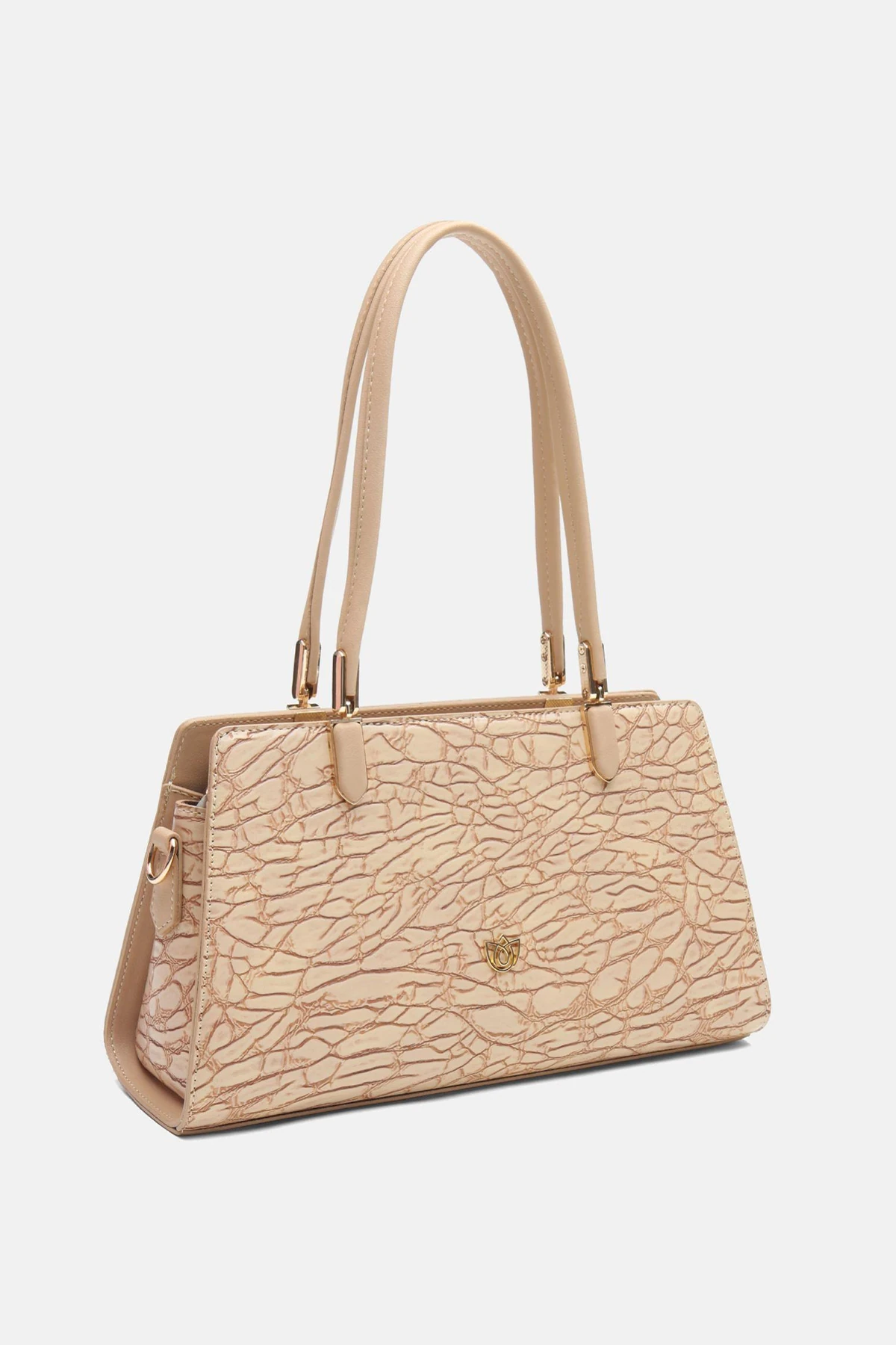 Vegan Deri Anneliese El ve Omuz Kadın Çantası - Krem