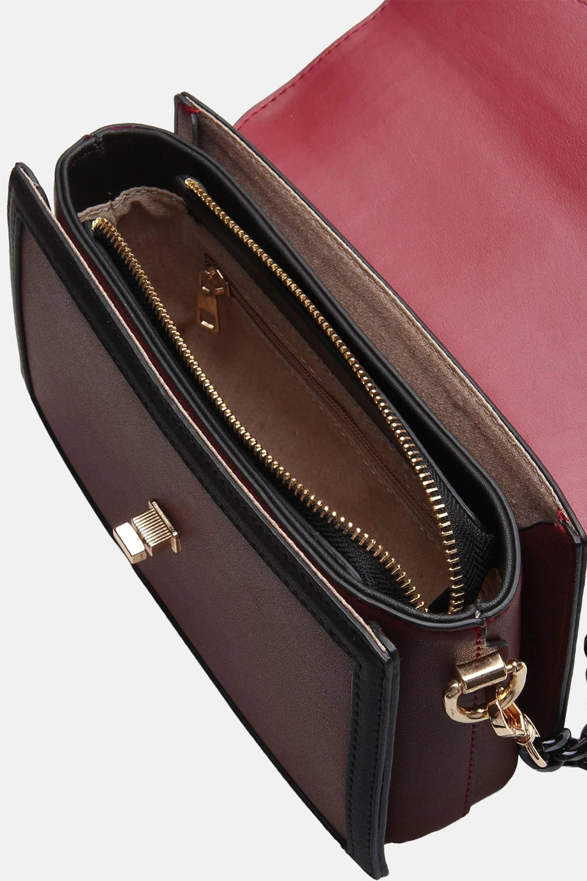 Zincir Detaylı Zoya Kadın Omuz Çantası - Bordo