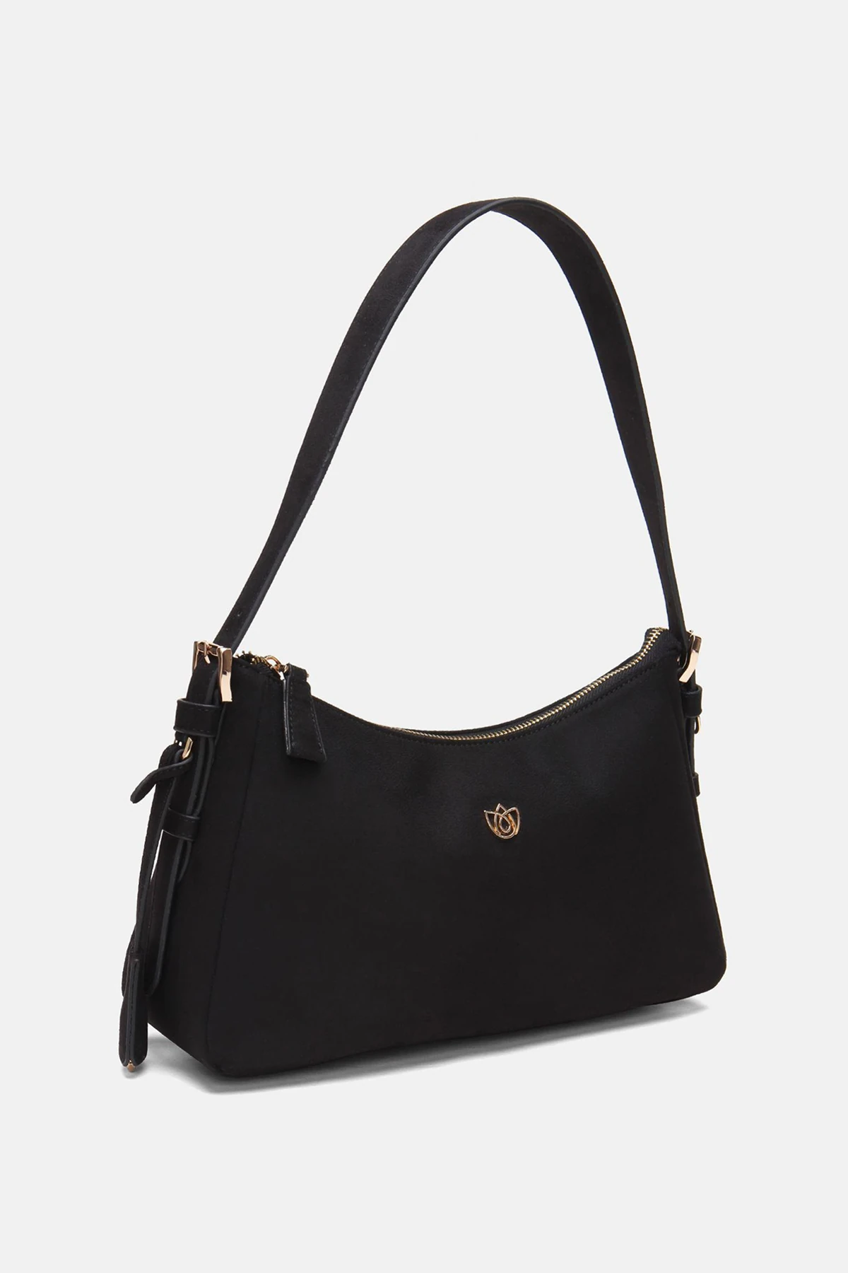 Süet Sueva Kadın El ve Omuz Çantası - Siyah