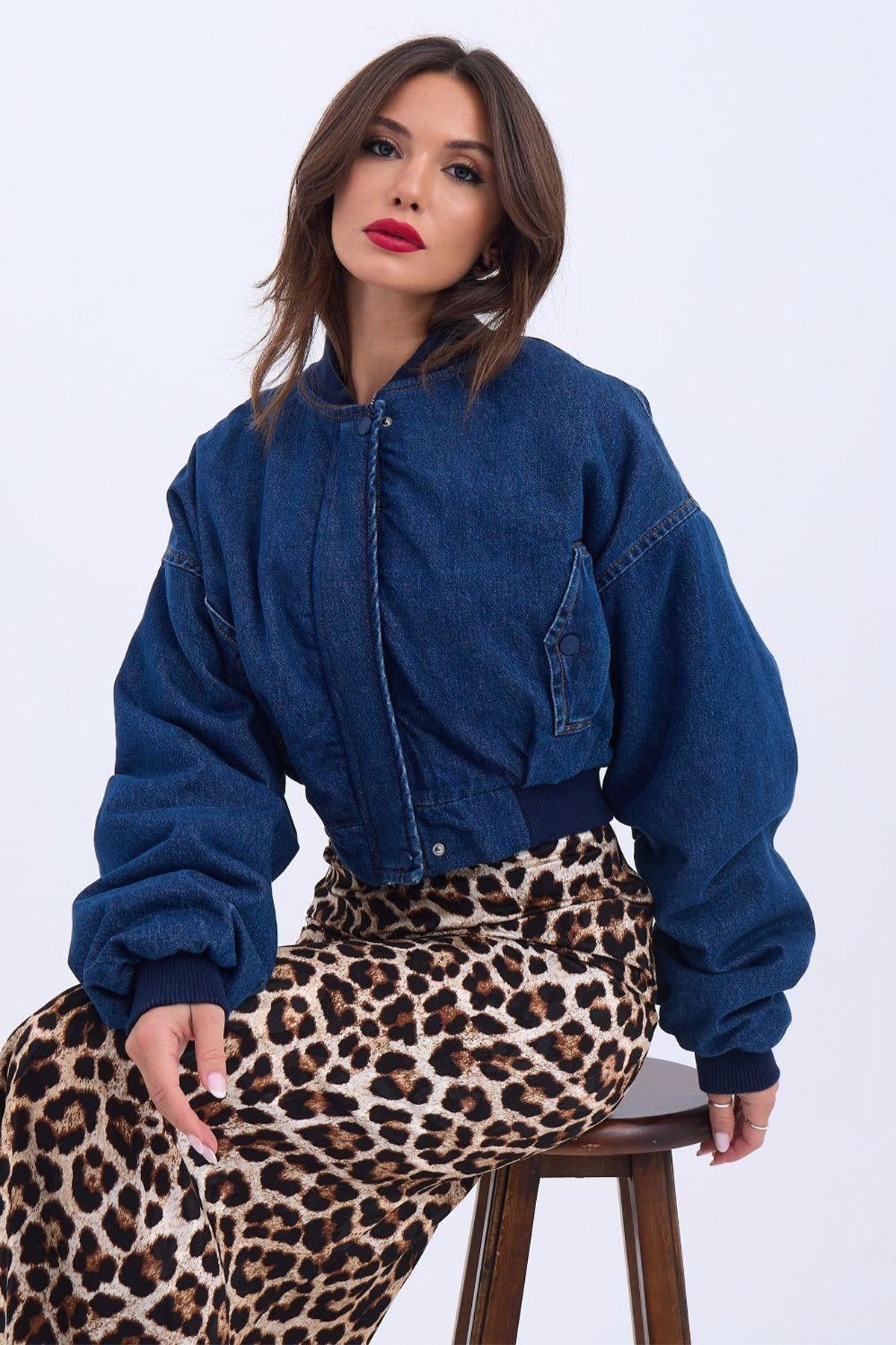 Denim Kumaş Pamuklu Cep Detaylı Mavi Kot Ceket