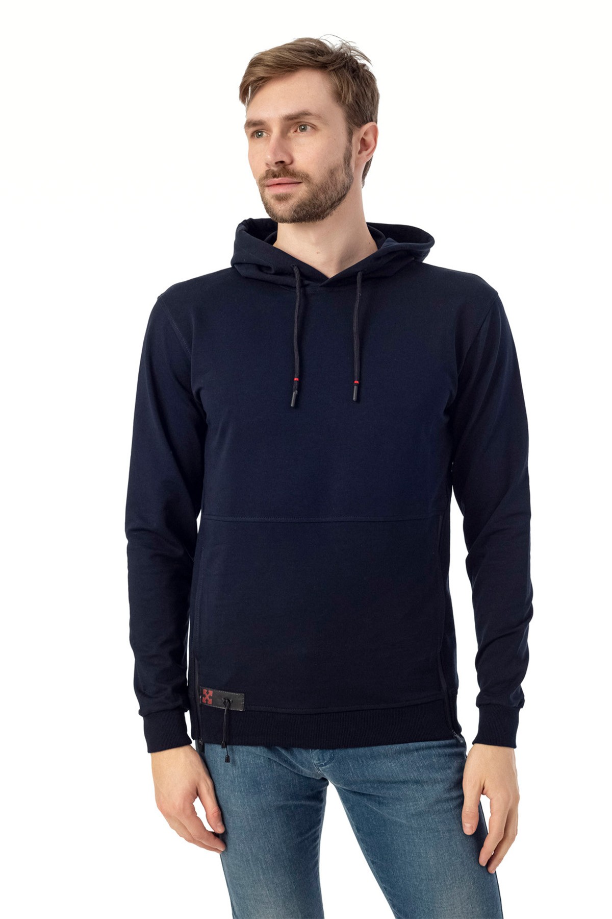 Erkek Sweatshirt Kangru Cep Detaylı & Pamuklu - Lacivert