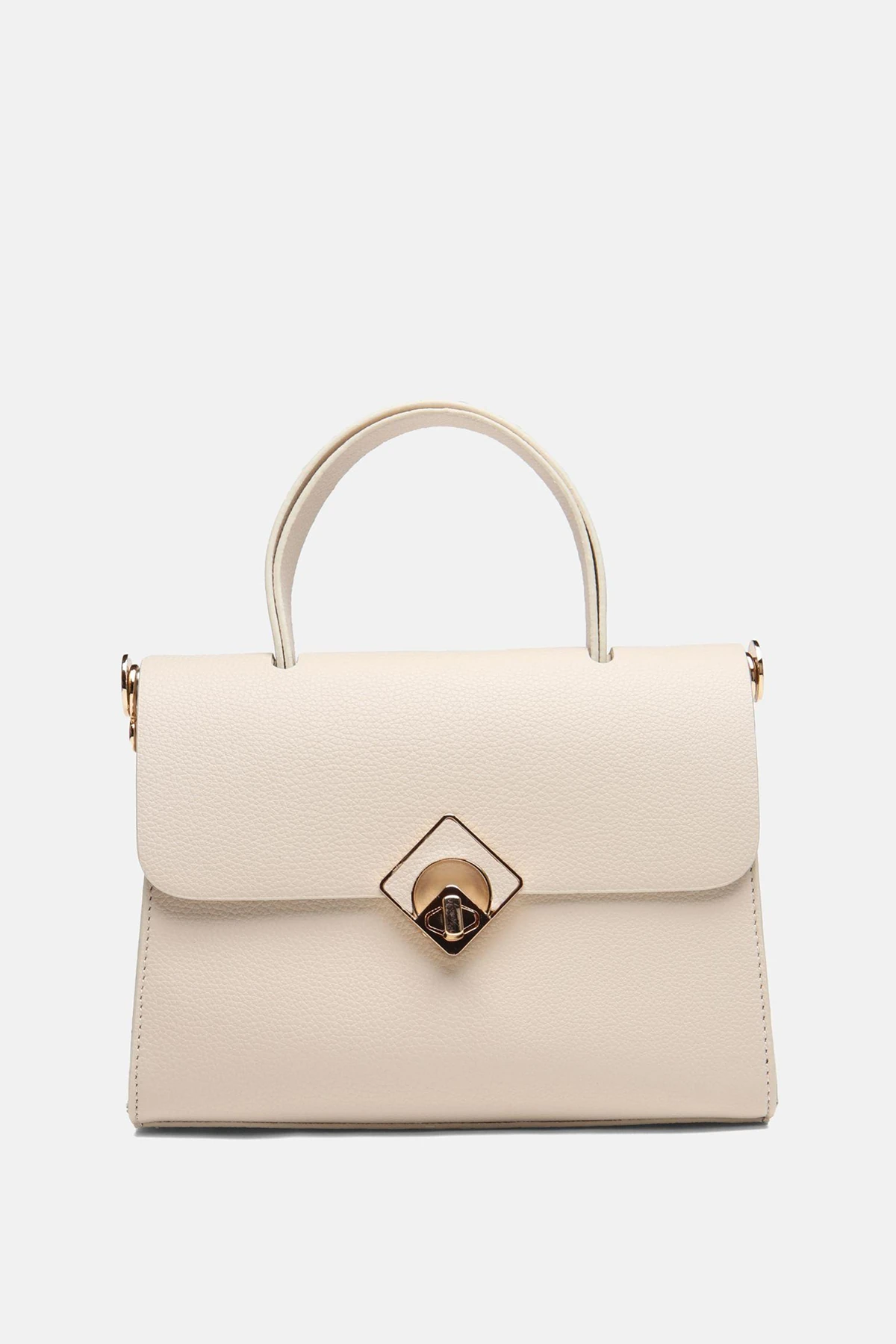 ​Ayarlanabilir Askılı Vamir Kadın El ve Omuz Çantası - Krem