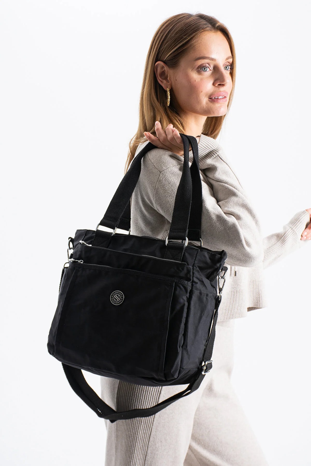 4 Bölmeli Suya Dayanıklı Saten Kumaş Çapraz ve Omuz Askılı Çanta