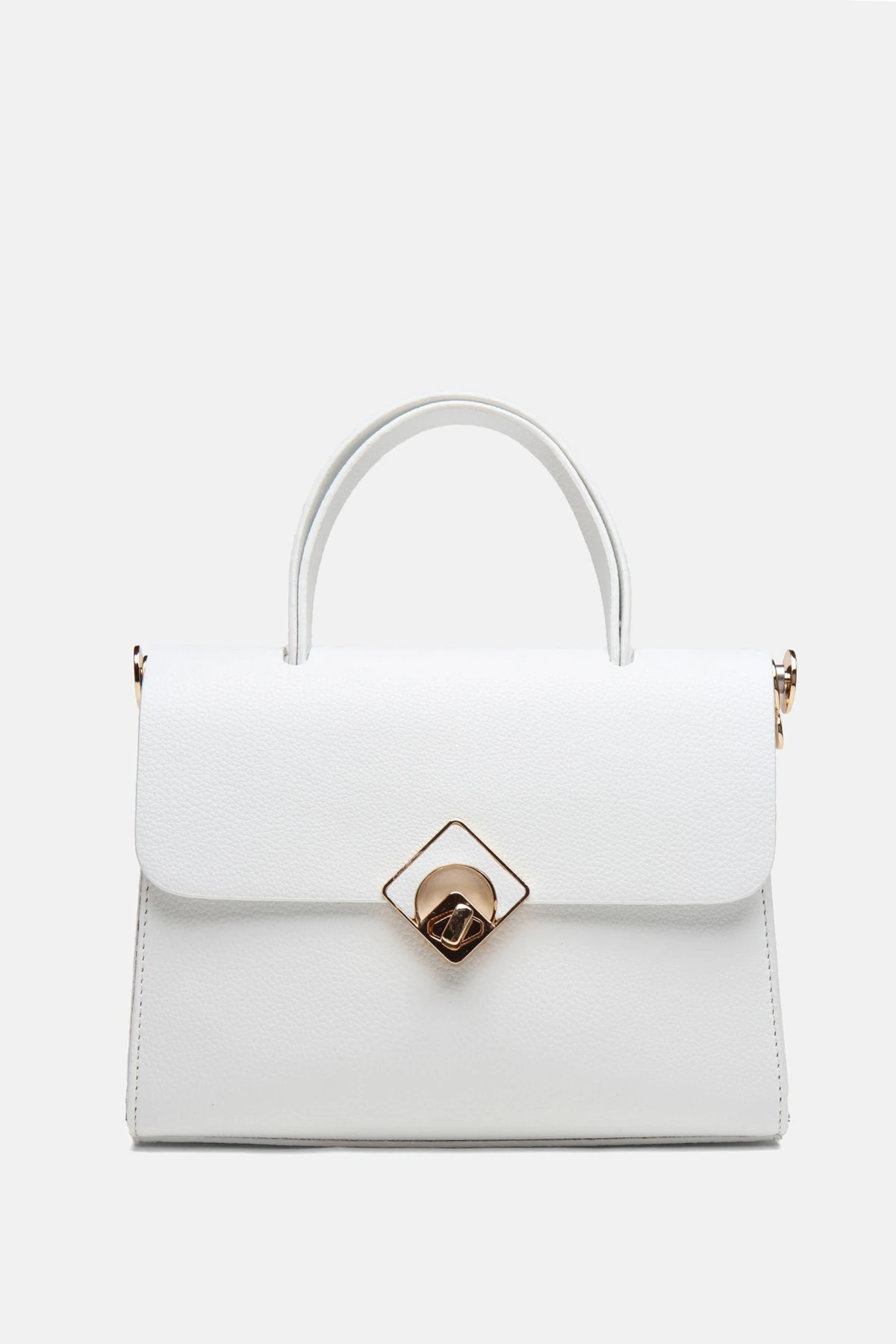 ​Ayarlanabilir Askılı Vamir Kadın El ve Omuz Çantası - Beyaz