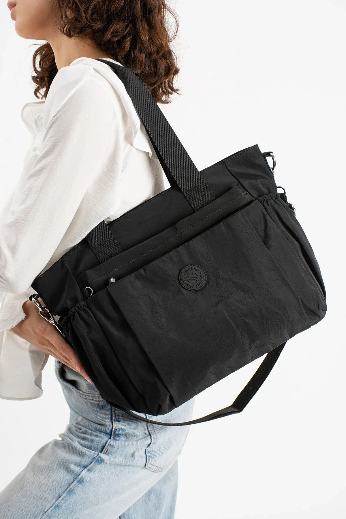 Büyük Boy 4 Bölmeli Suya Dayanıklı Çapraz ve Omuz Askılı Çanta - Siyah
