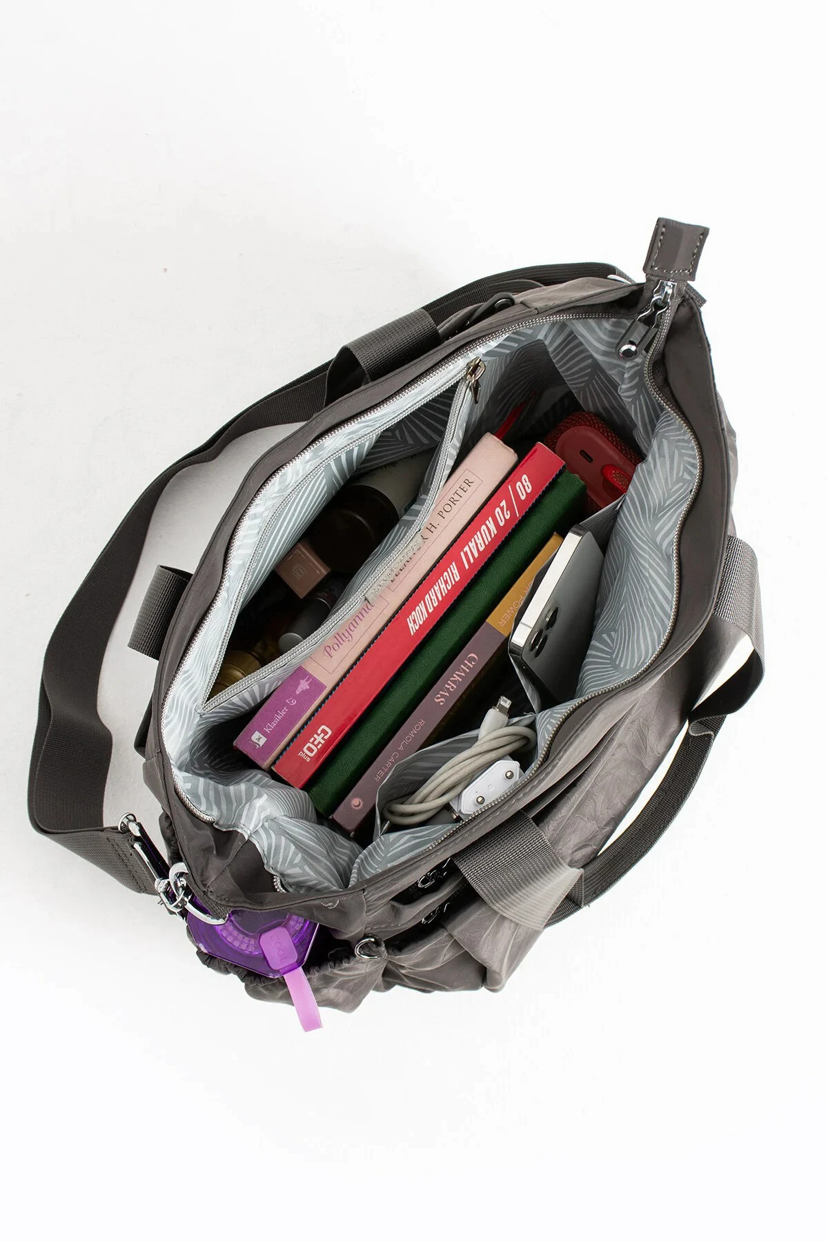 Büyük Boy 4 Bölmeli Suya Dayanıklı Çapraz ve Omuz Askılı Çanta - Koyu Gri