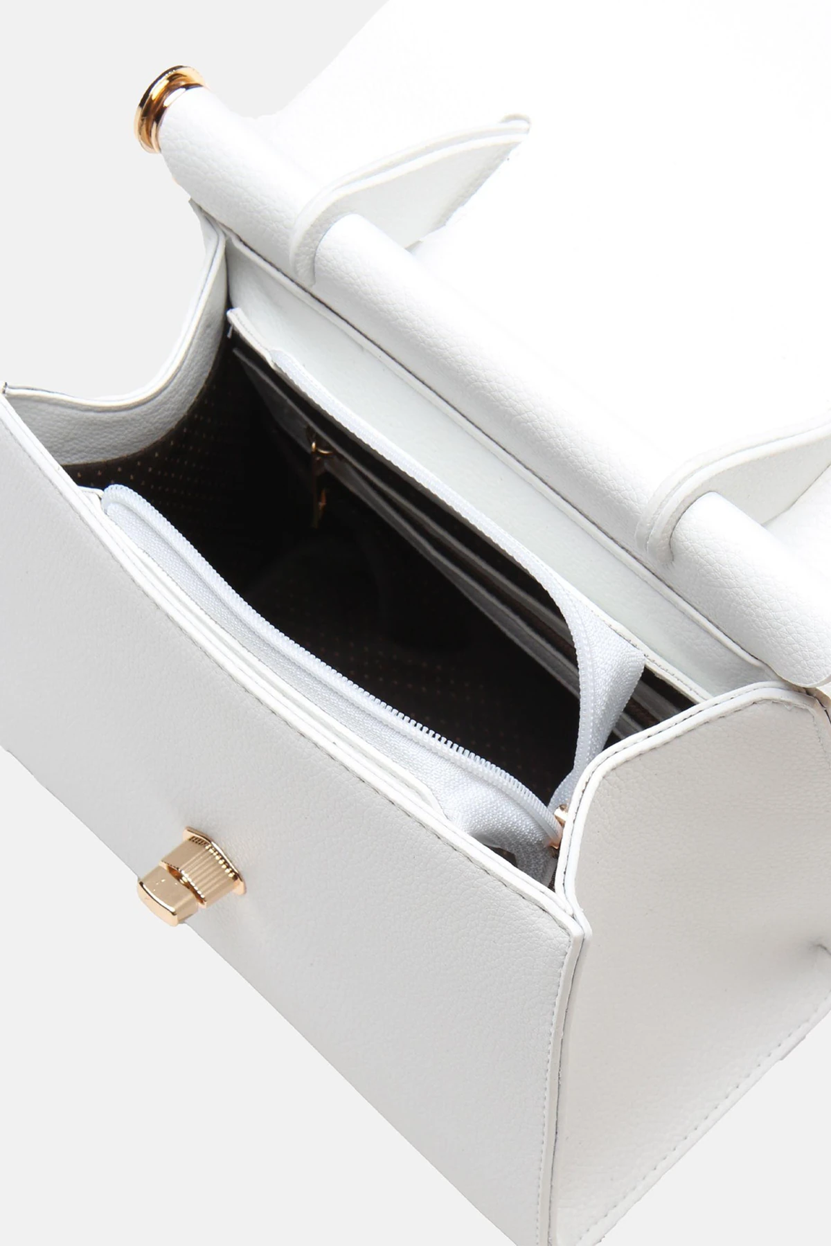 ​Ayarlanabilir Askılı Vamir Kadın El ve Omuz Çantası - Beyaz