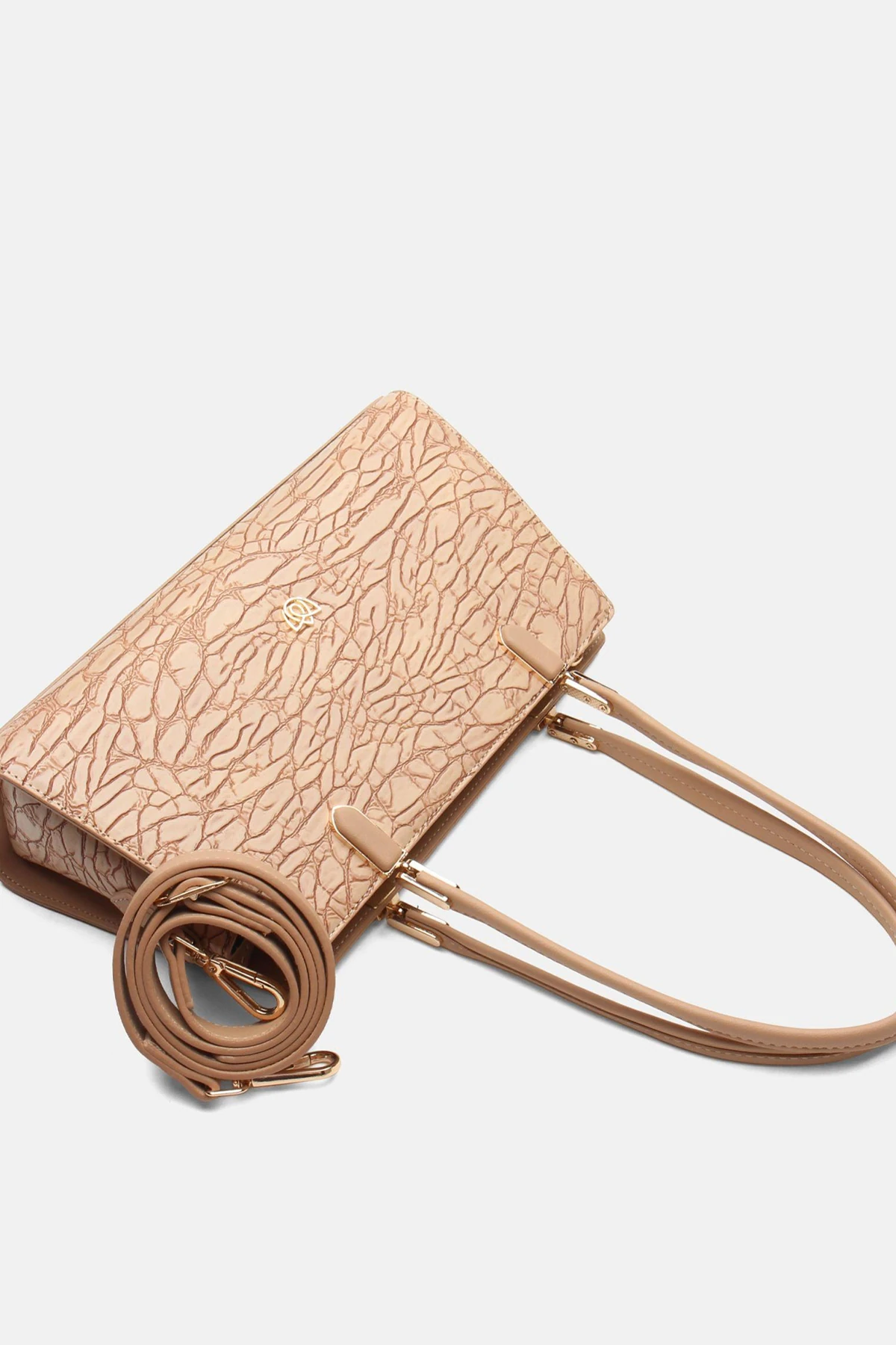 Vegan Deri Anneliese El ve Omuz Kadın Çantası - Krem