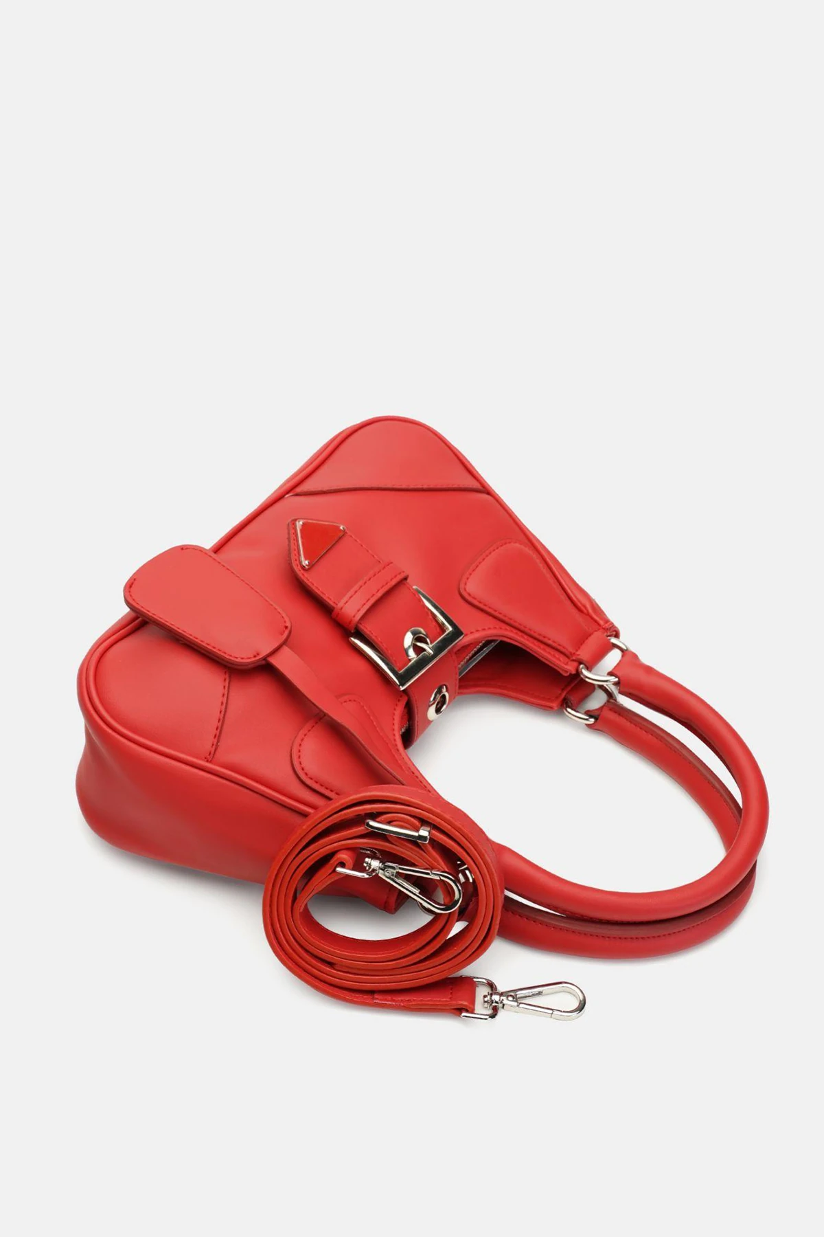 Vegan Deri Fermuarlı Dries Kadın Kol Omuz Çantası - Kırmızı